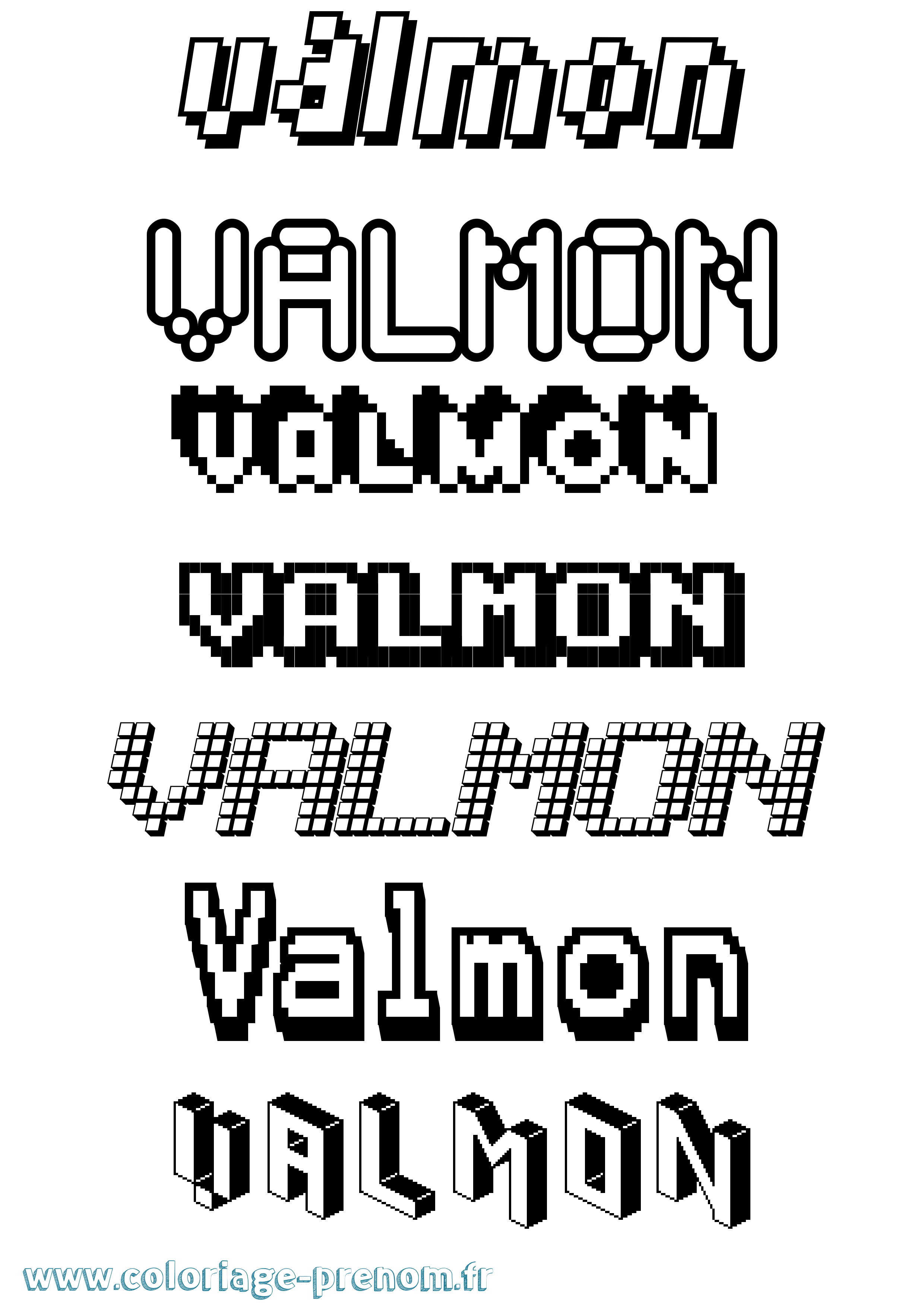 Coloriage prénom Valmon Pixel