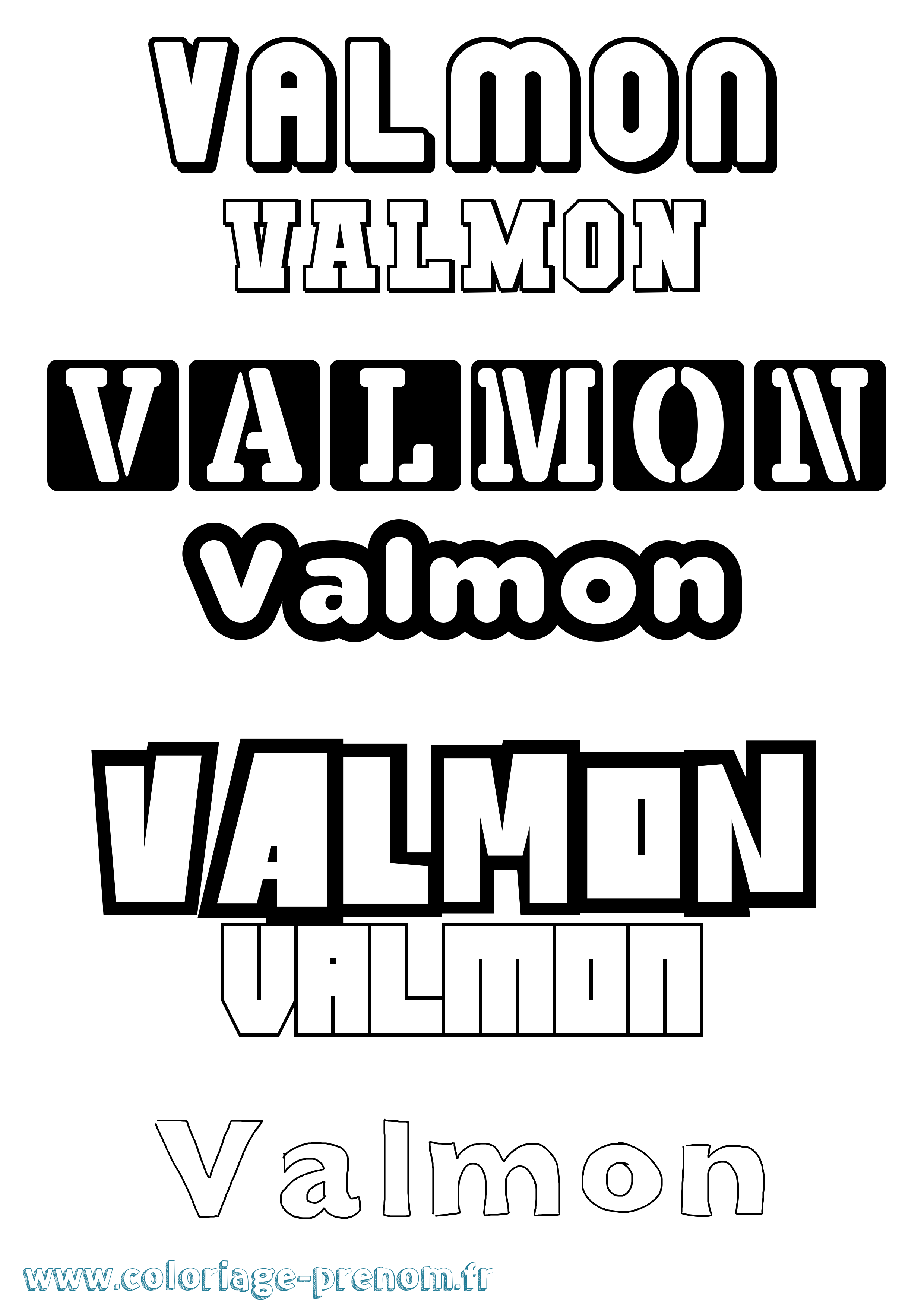 Coloriage prénom Valmon Simple
