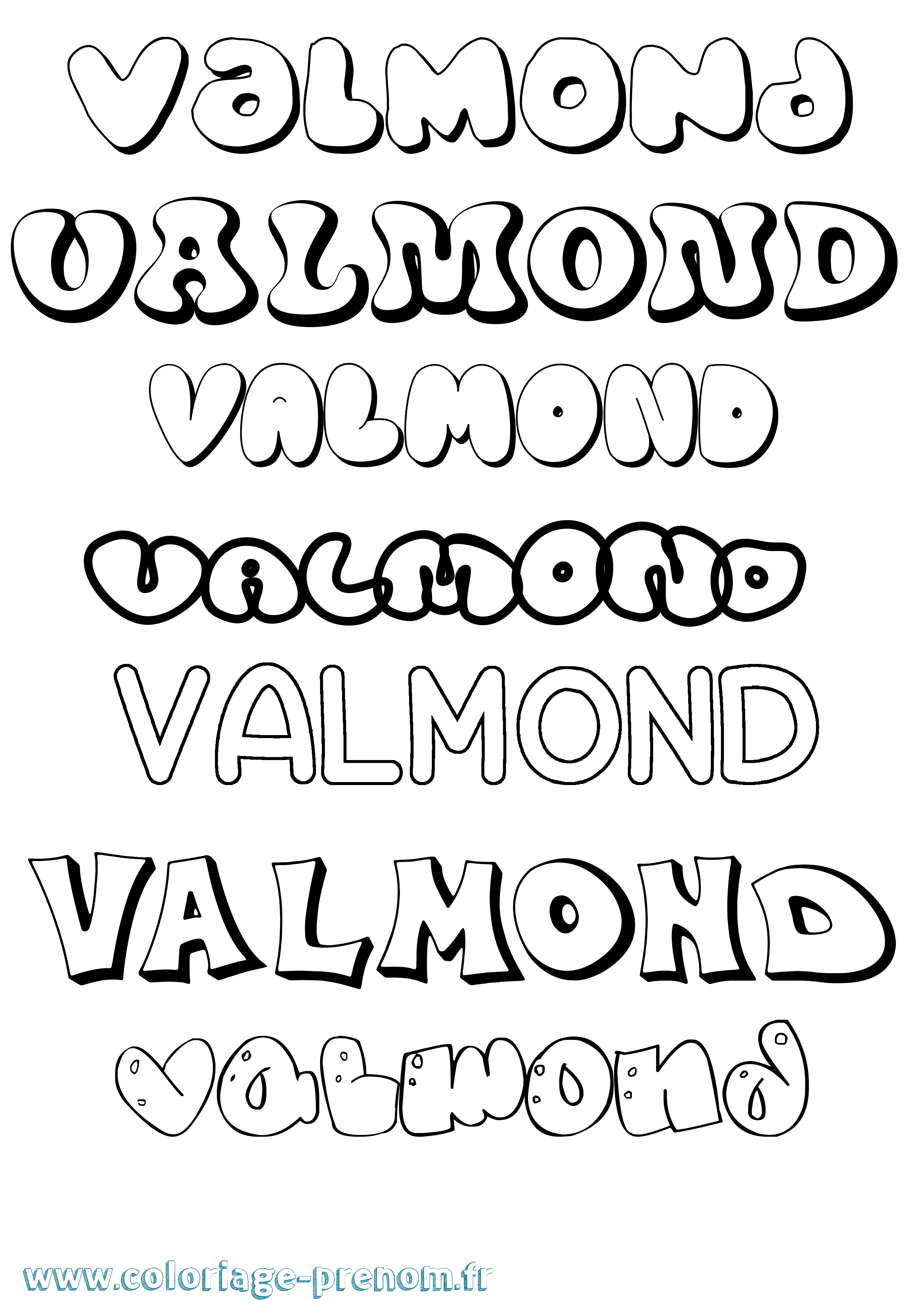 Coloriage Valmond Bubble Coloriage prénom Valmond Bubble