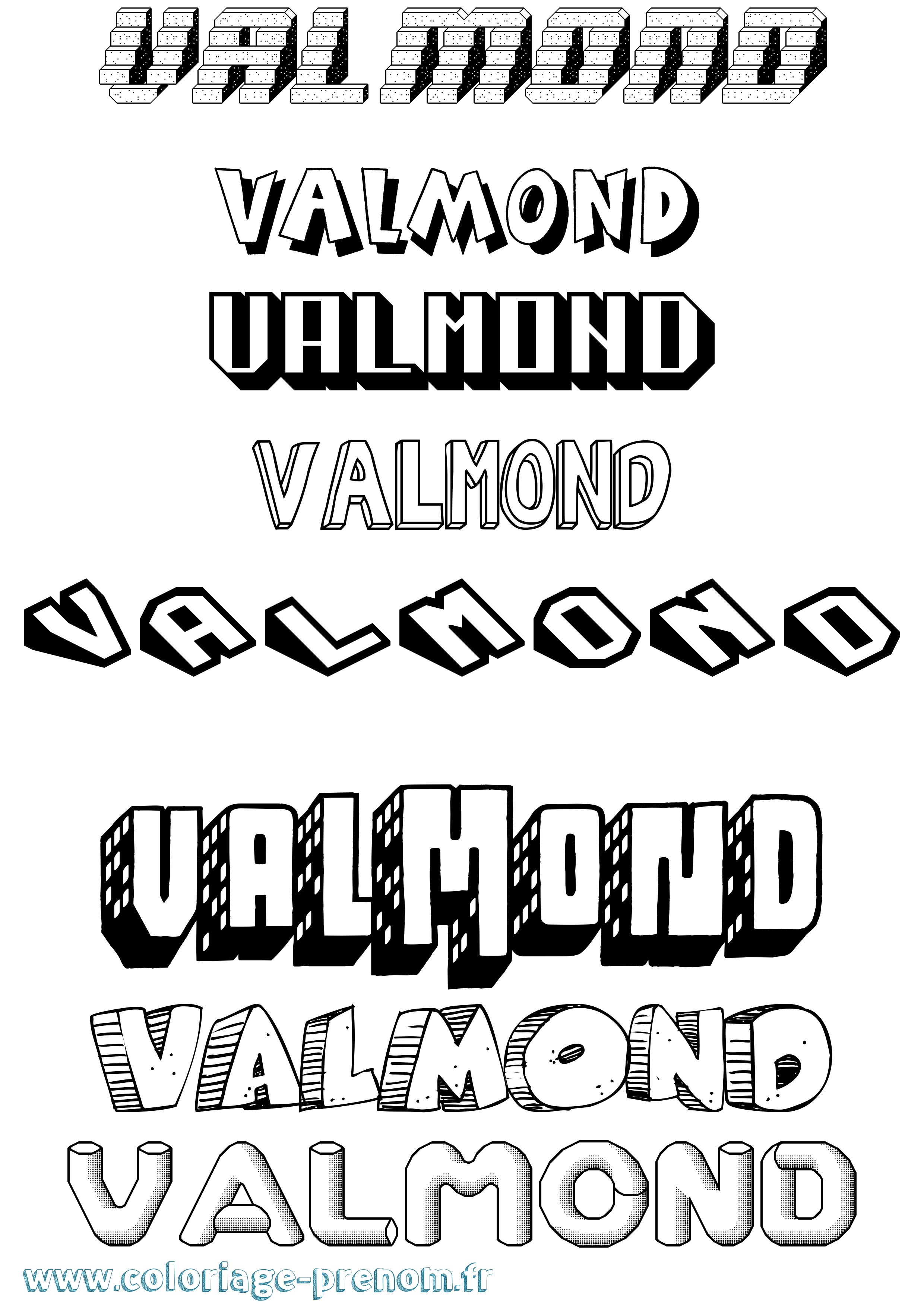 Coloriage Valmond Effet 3D Coloriage prénom Valmond Effet 3D