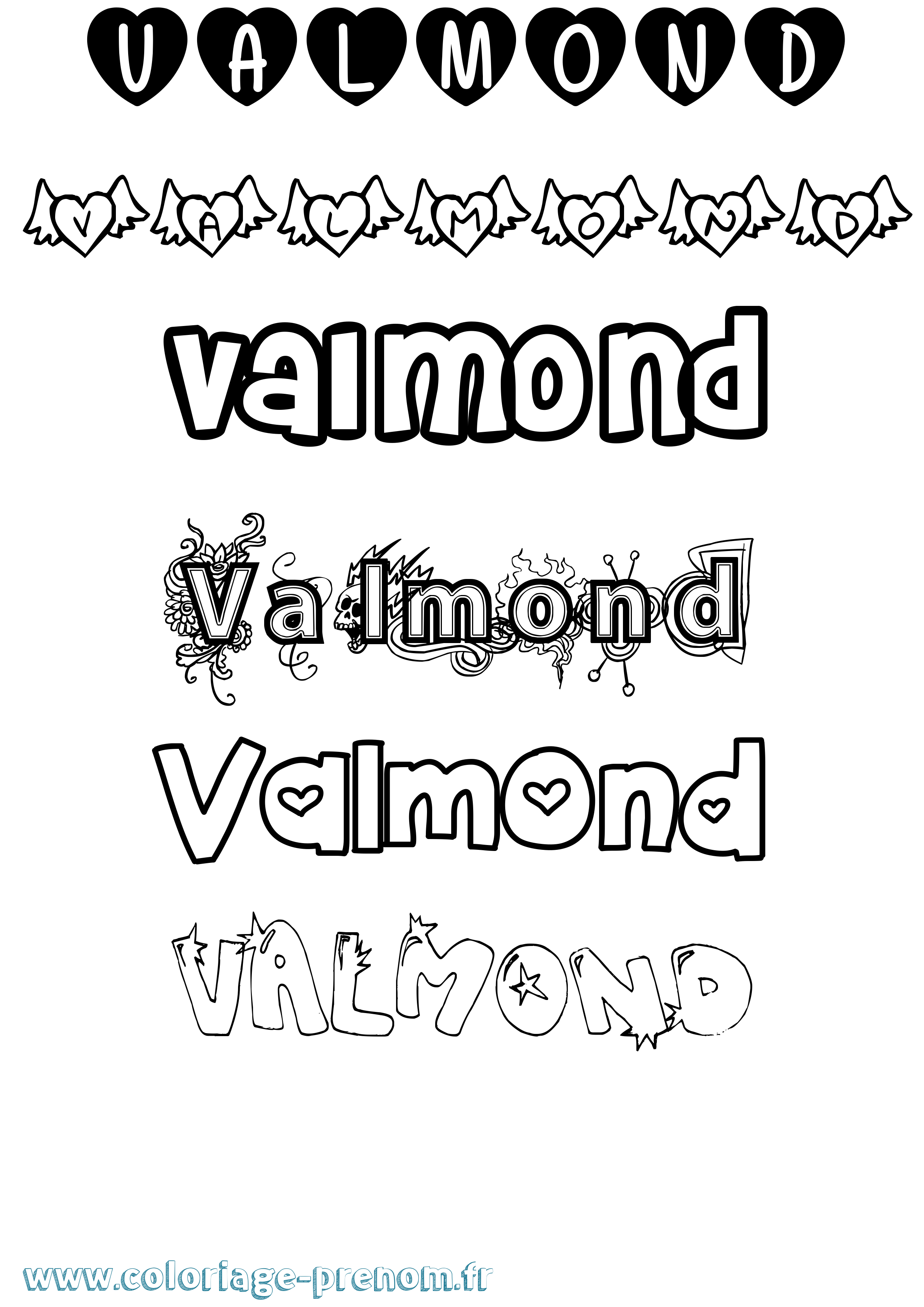 Coloriage Valmond Girly Coloriage prénom Valmond Girly