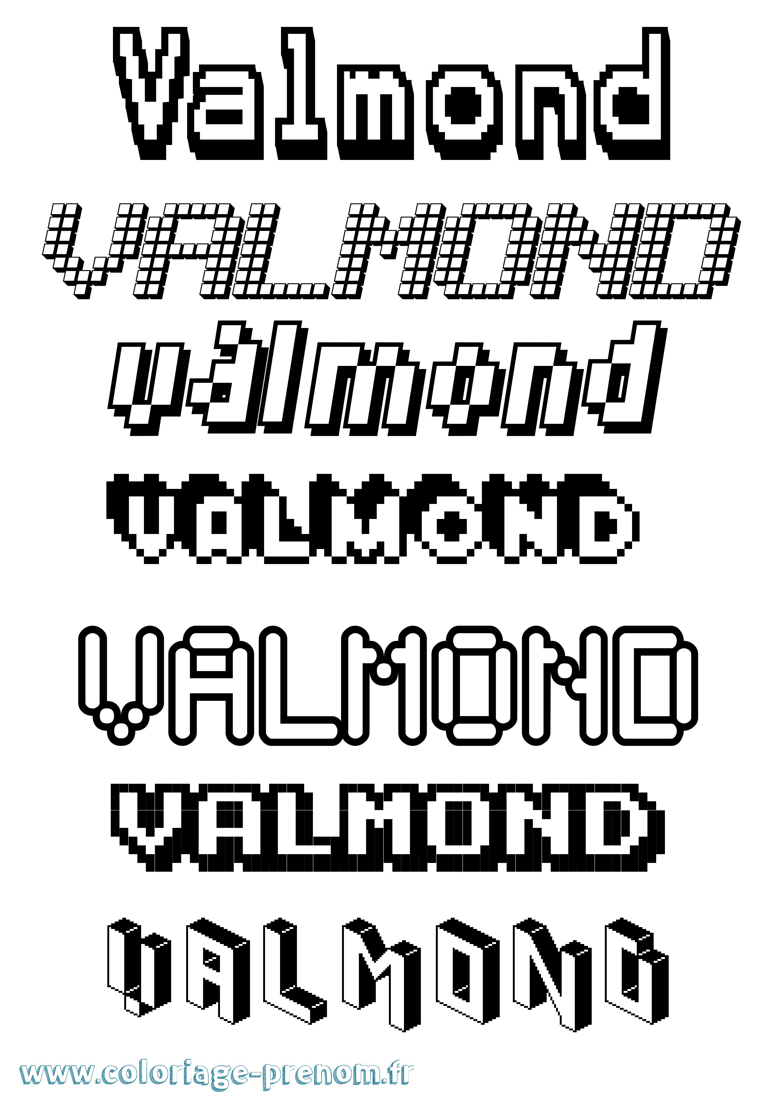 Coloriage Valmond Pixel Coloriage prénom Valmond Pixel