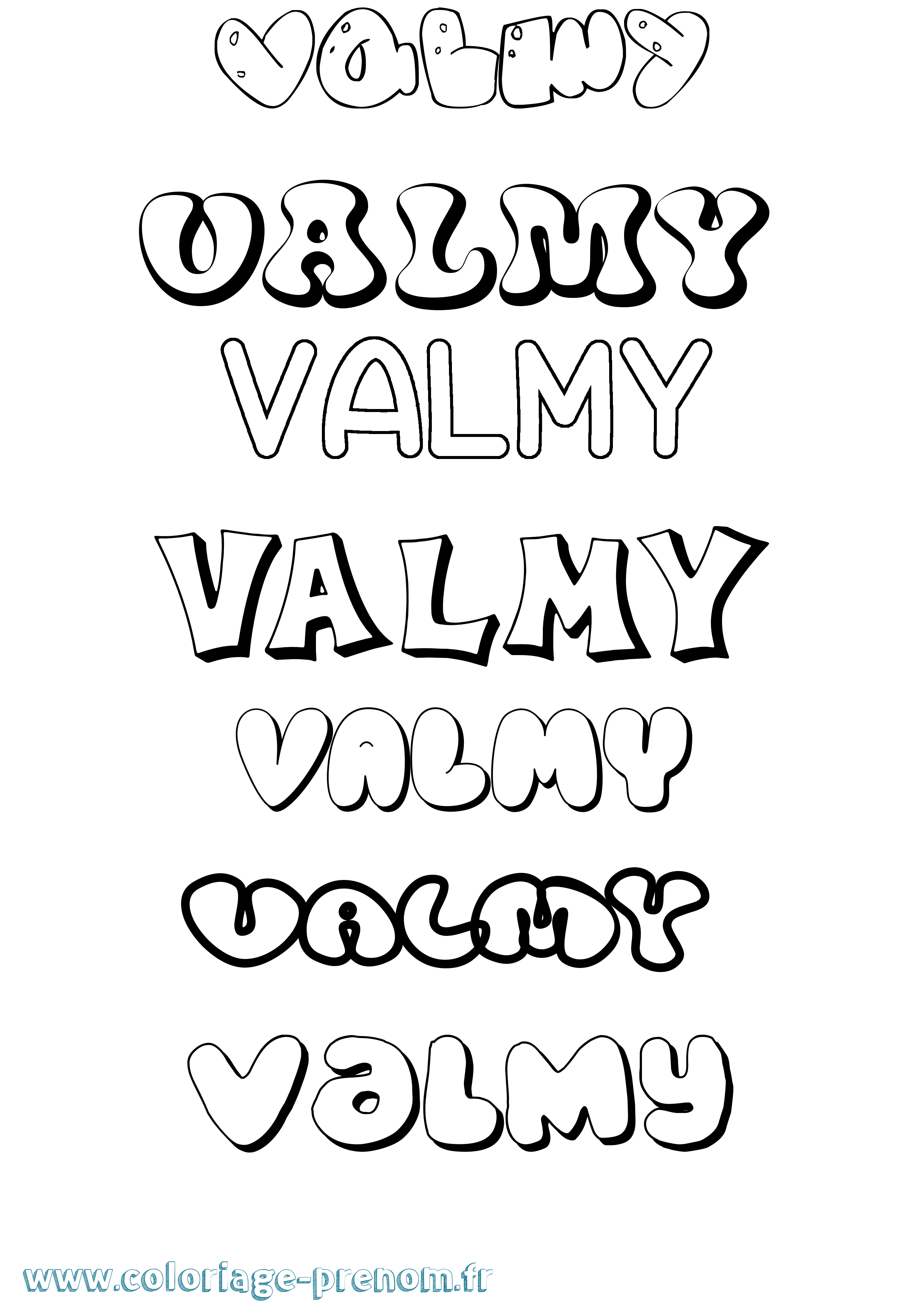 Coloriage Valmy Bubble Coloriage prénom Valmy Bubble