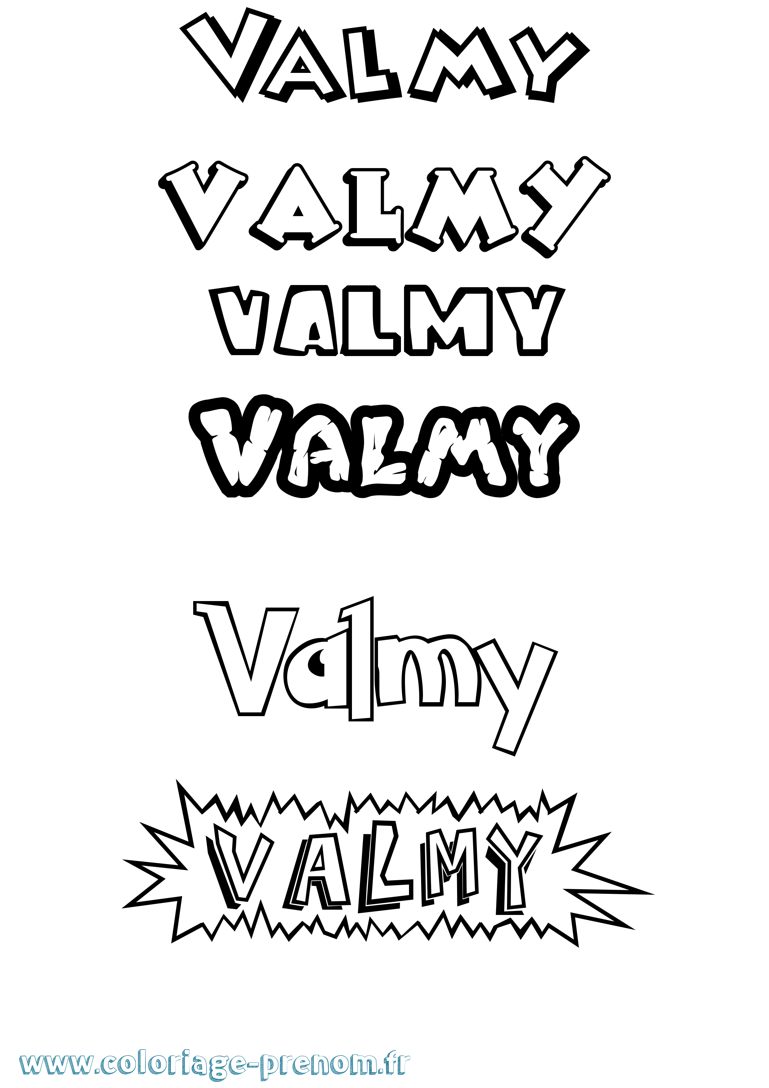 Coloriage Valmy Dessin Animé Coloriage prénom Valmy Dessin Animé