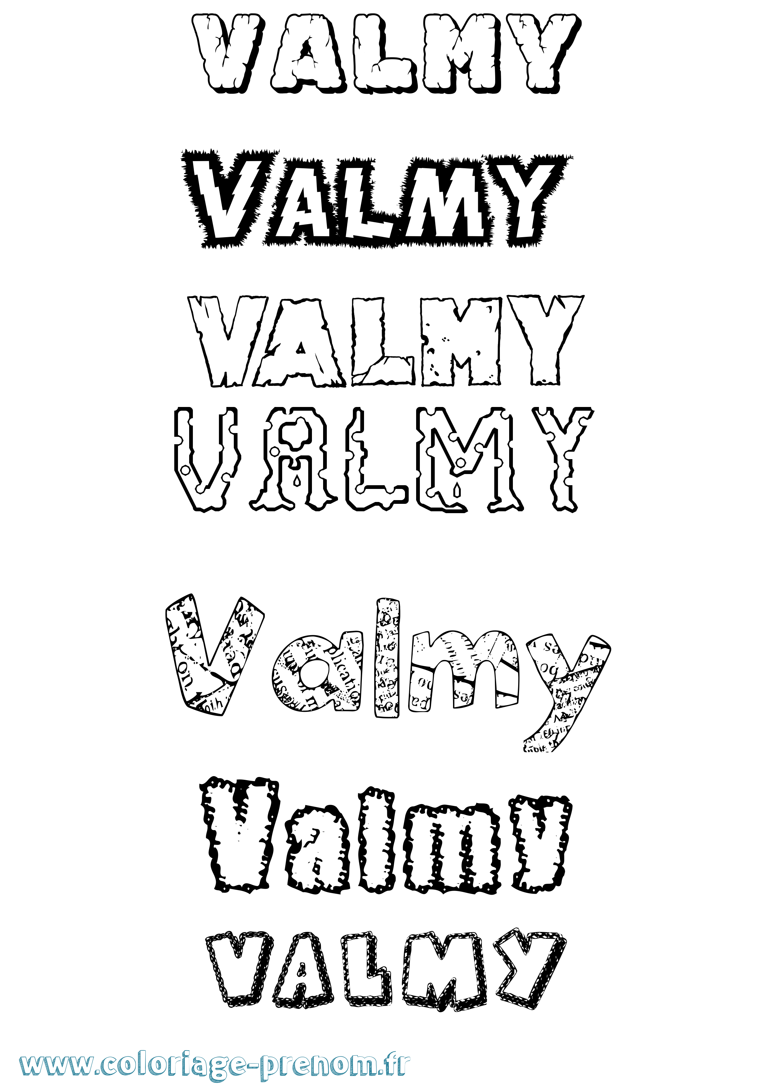 Coloriage prénom Valmy Destructuré