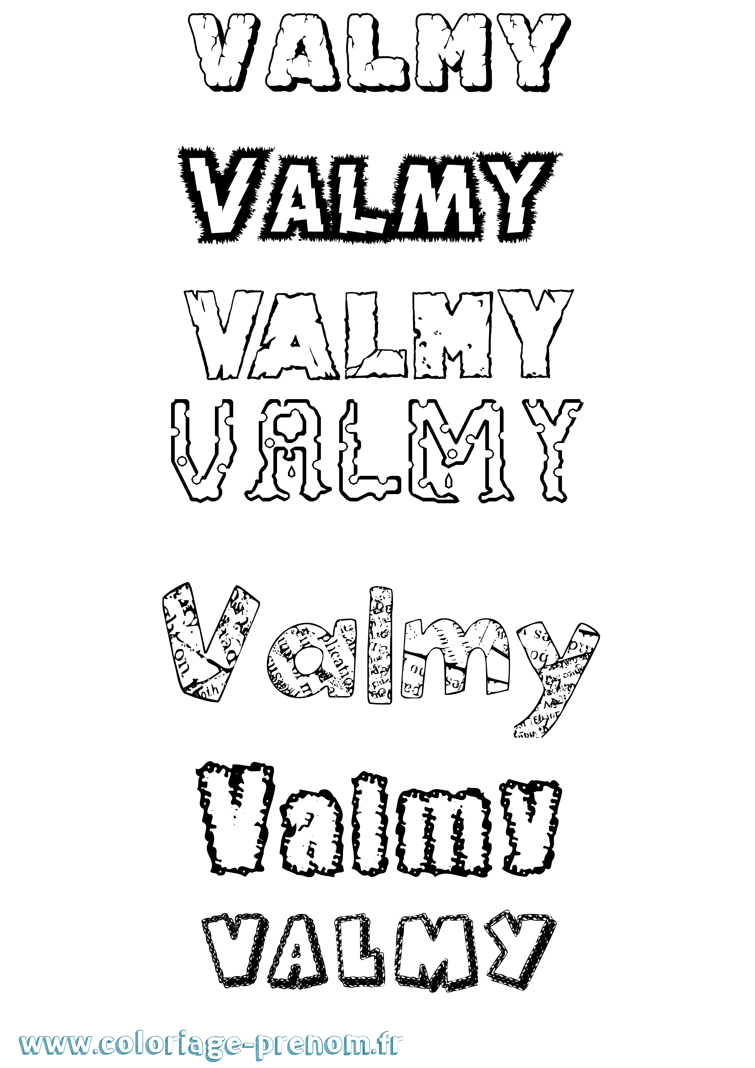 Coloriage Valmy Destructuré Coloriage prénom Valmy Destructuré