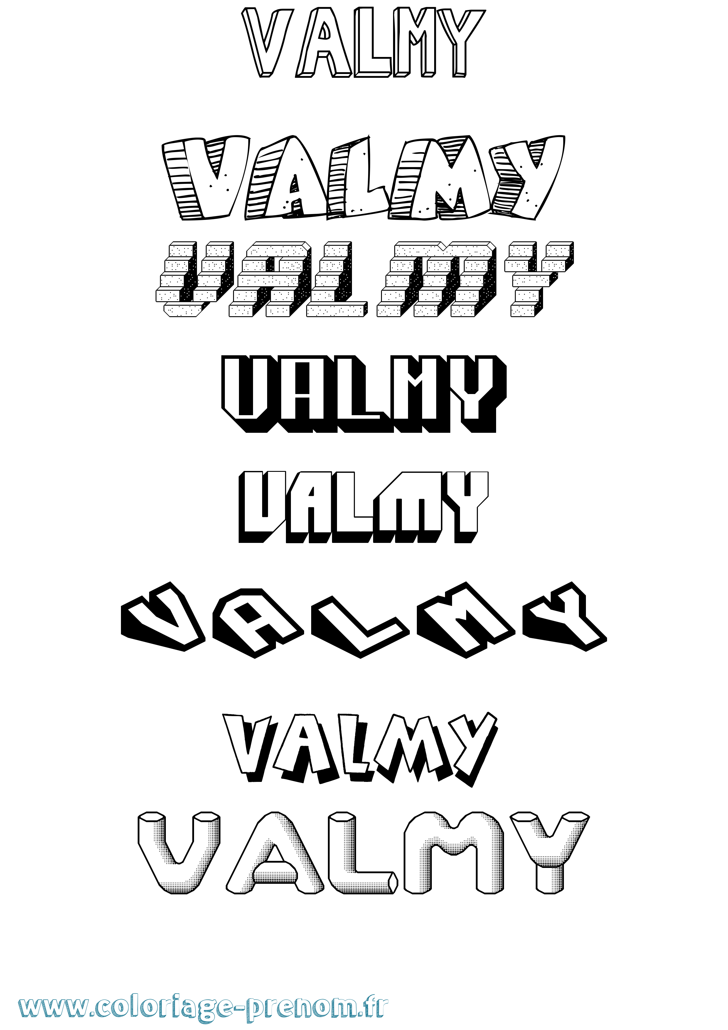 Coloriage Valmy Effet 3D Coloriage prénom Valmy Effet 3D