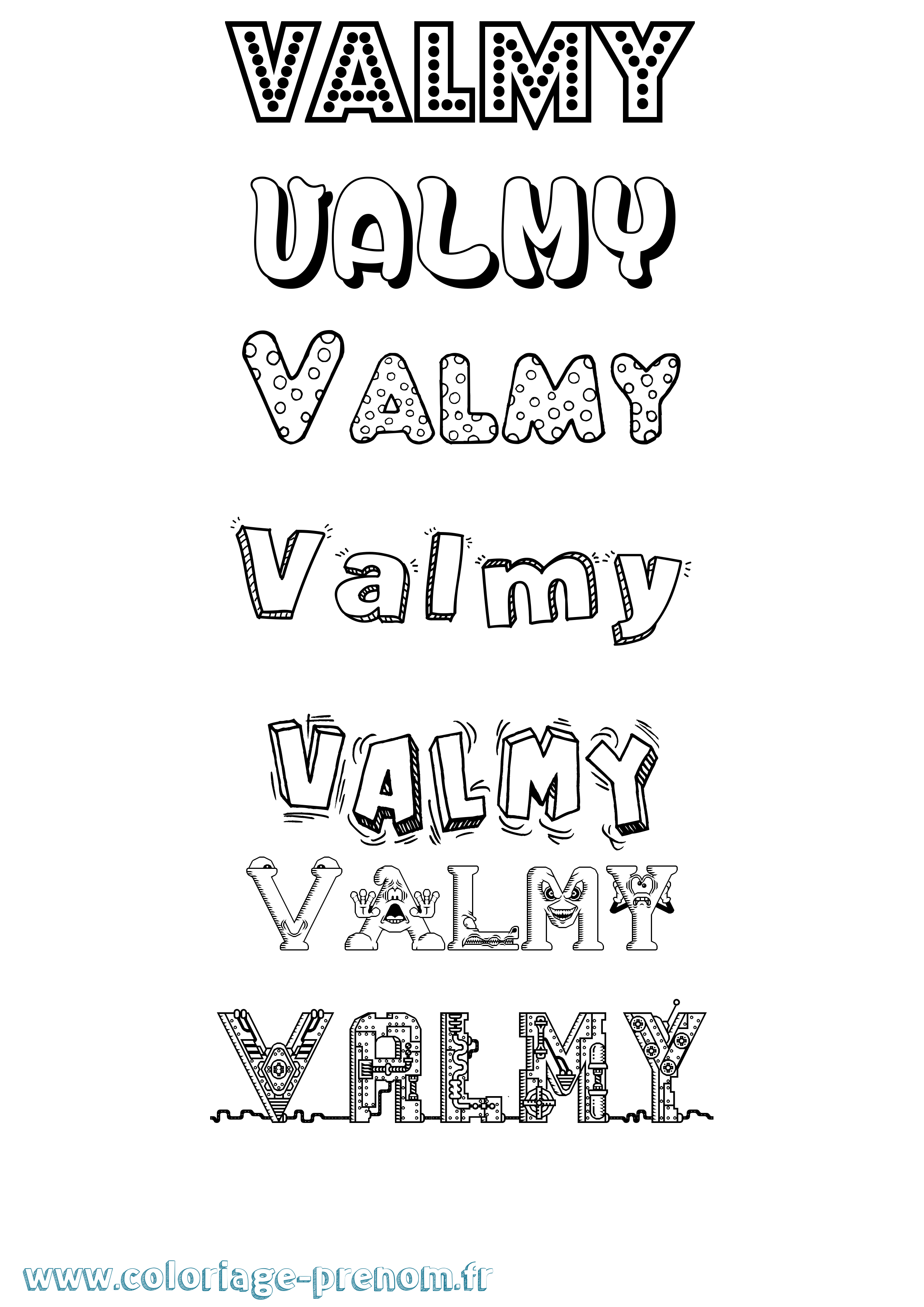 Coloriage prénom Valmy Fun