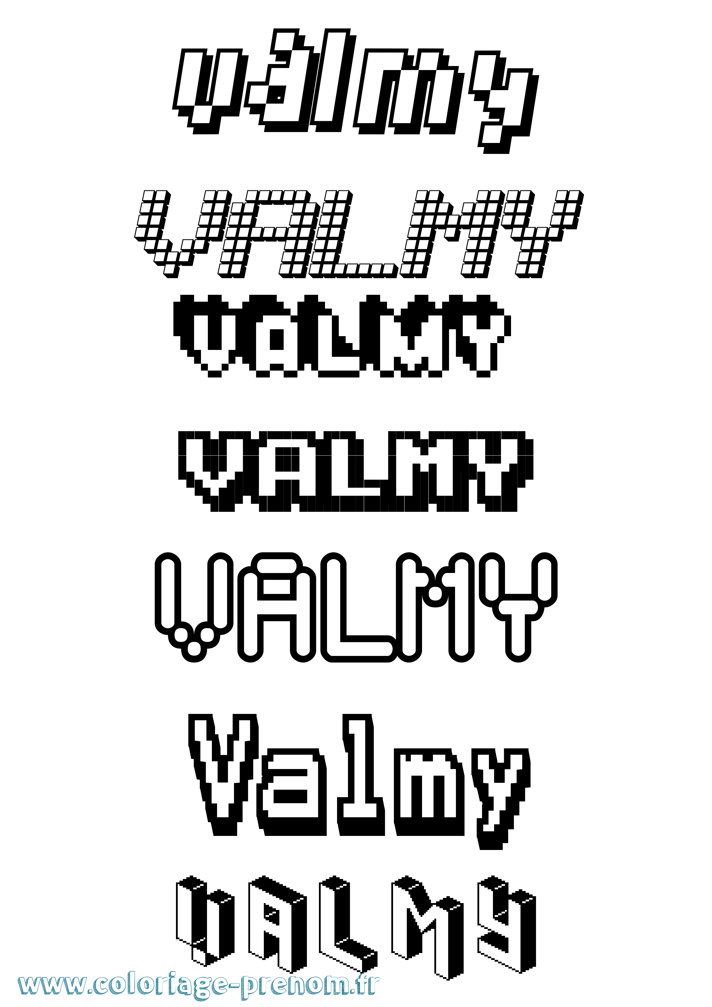 Coloriage Valmy Pixel Coloriage prénom Valmy Pixel