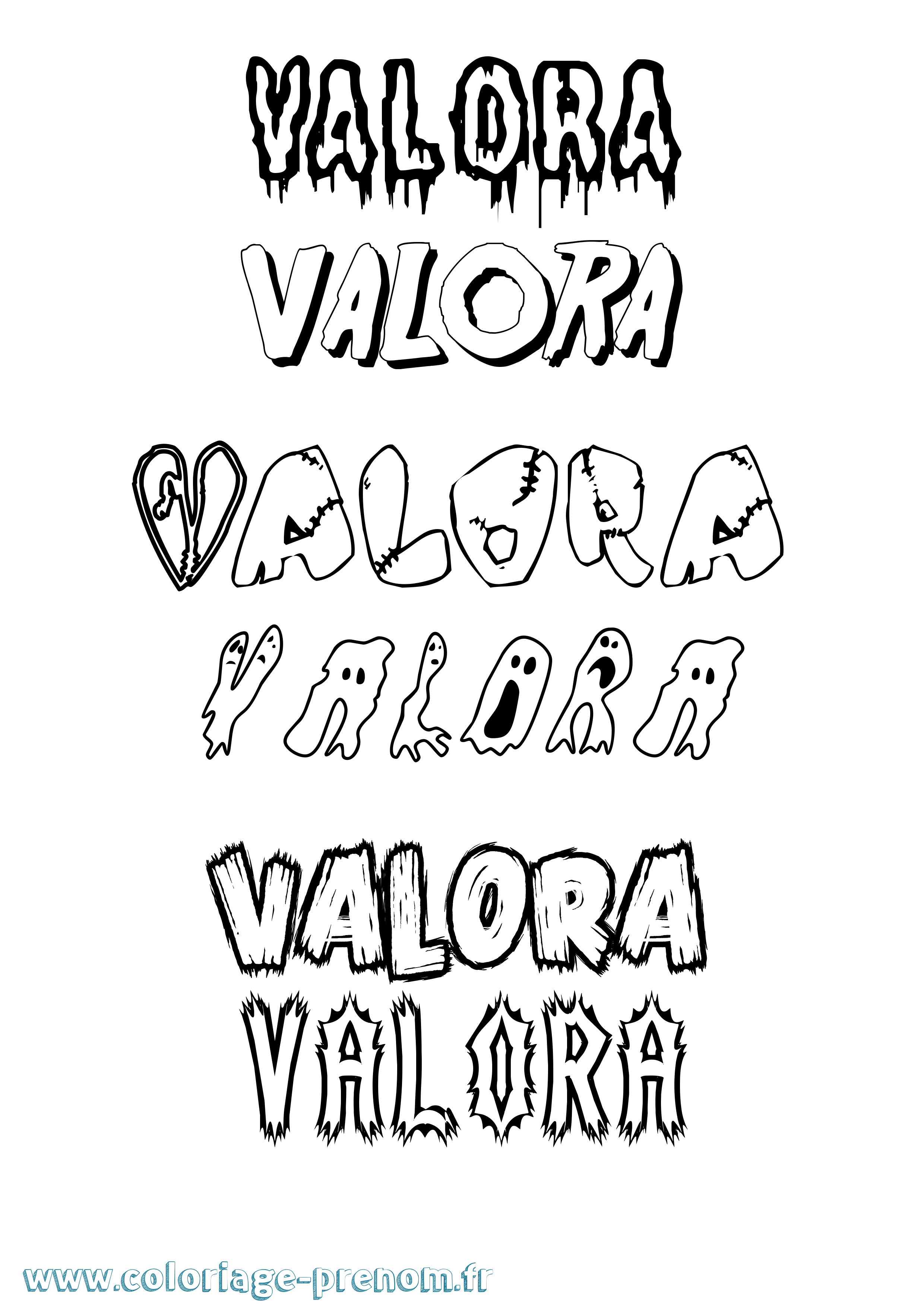 Coloriage prénom Valora Frisson
