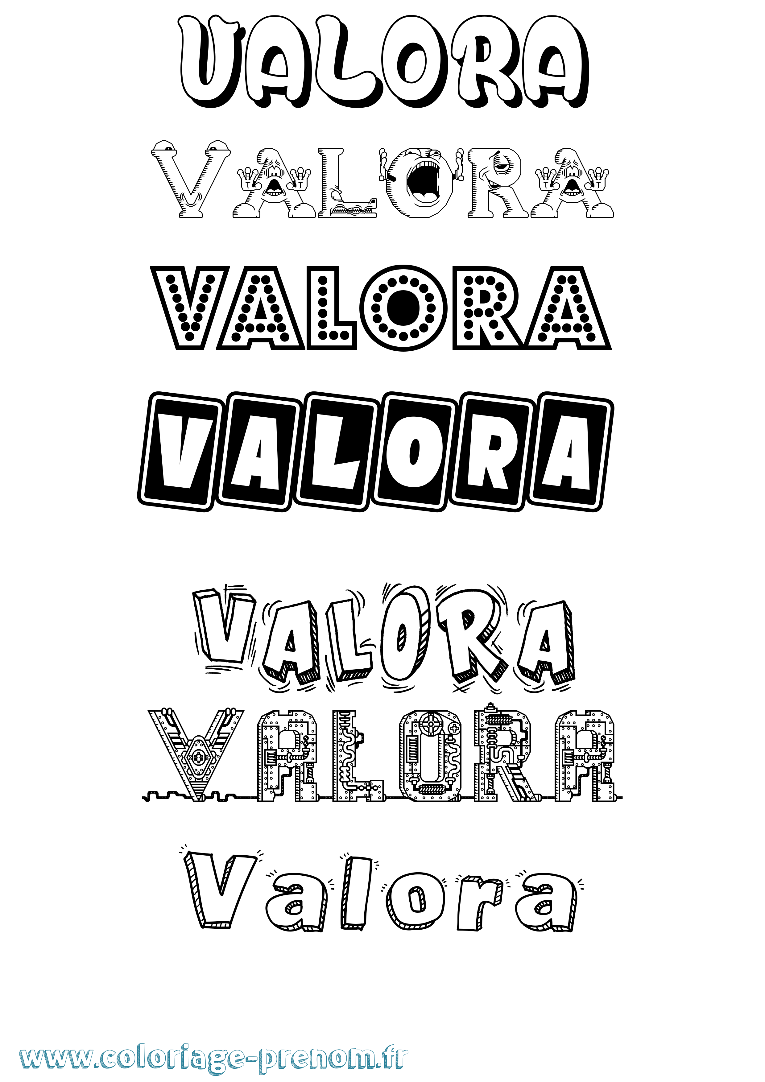 Coloriage prénom Valora Fun