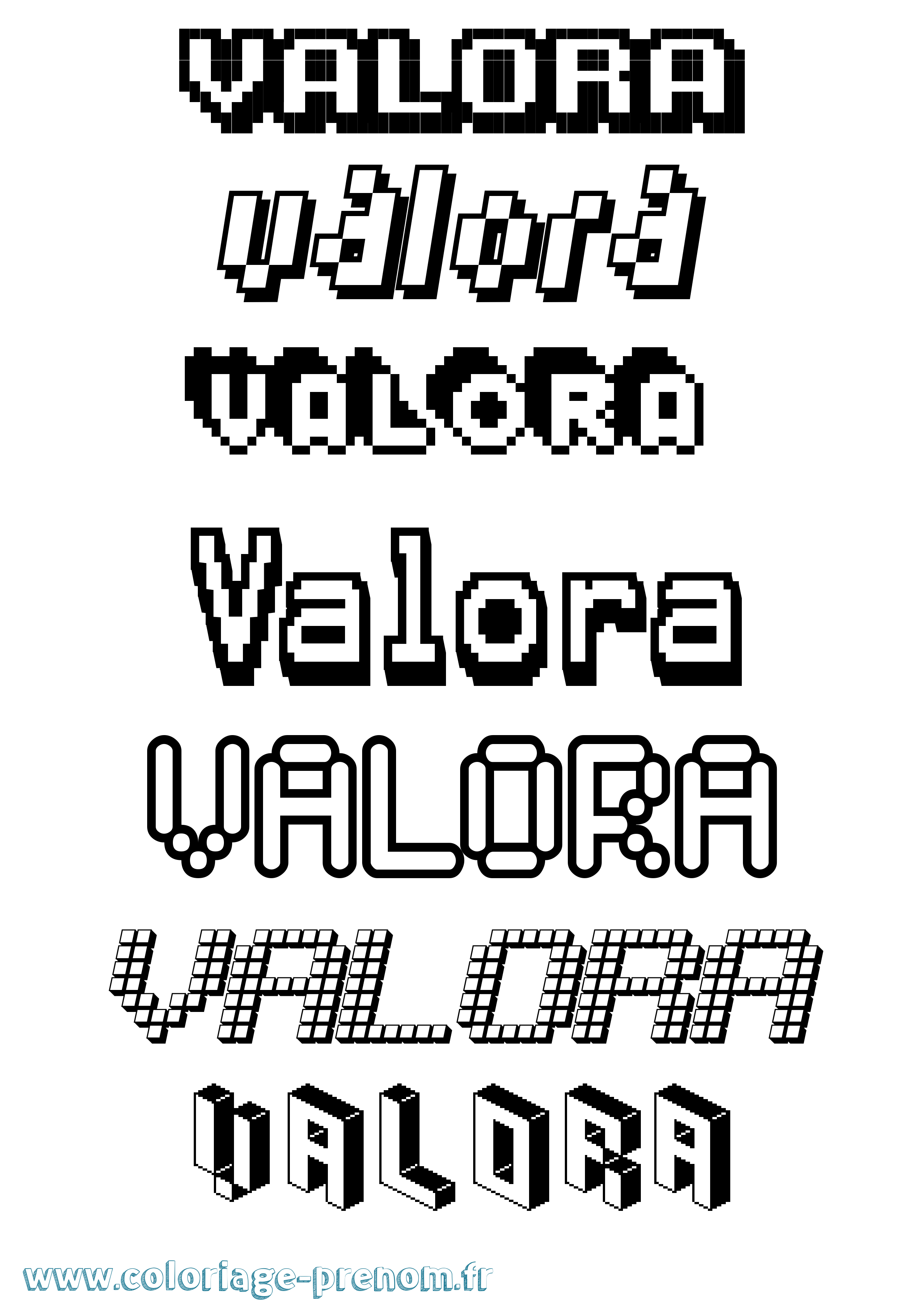 Coloriage prénom Valora Pixel