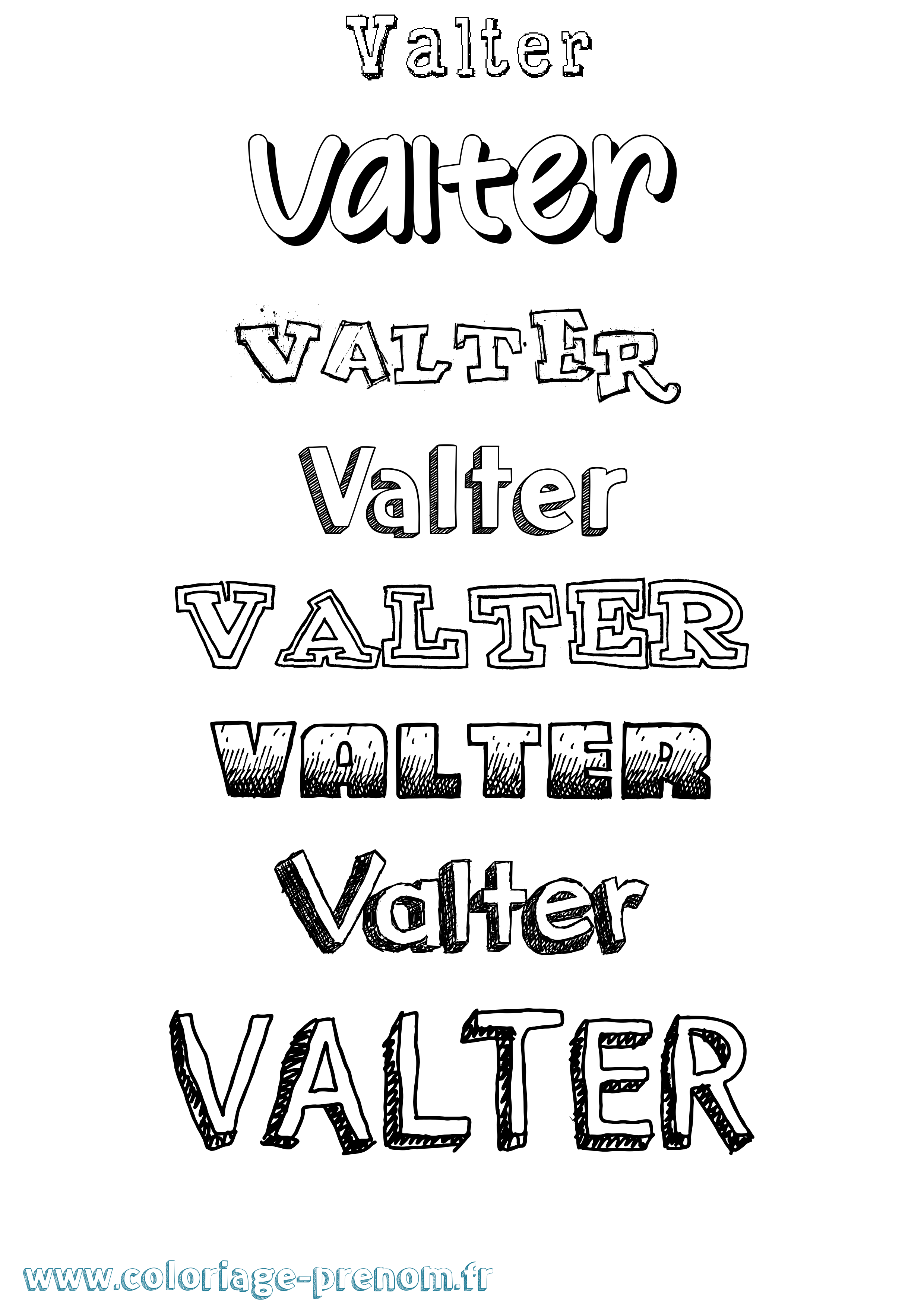 Coloriage prénom Valter Dessiné