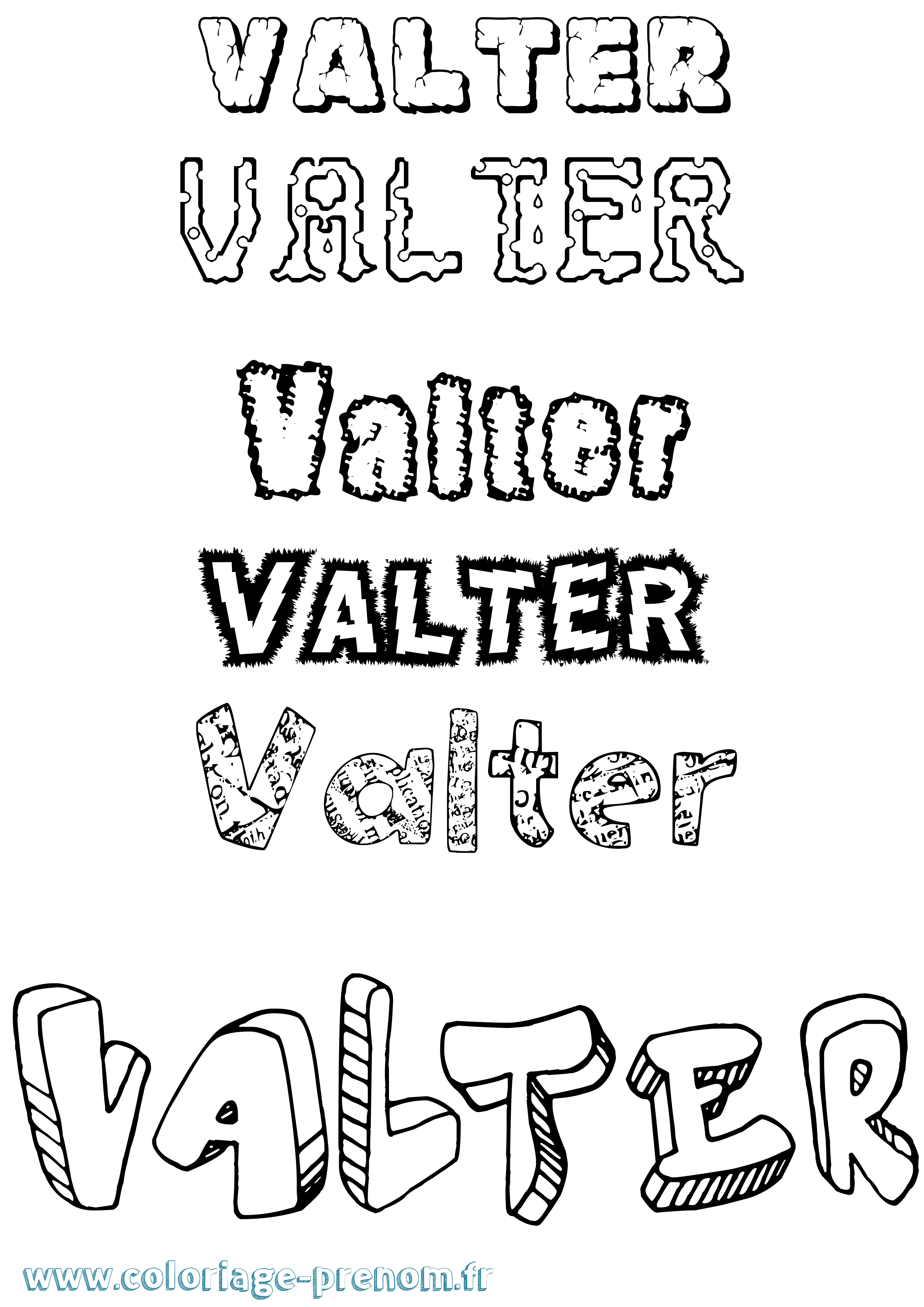 Coloriage prénom Valter Destructuré