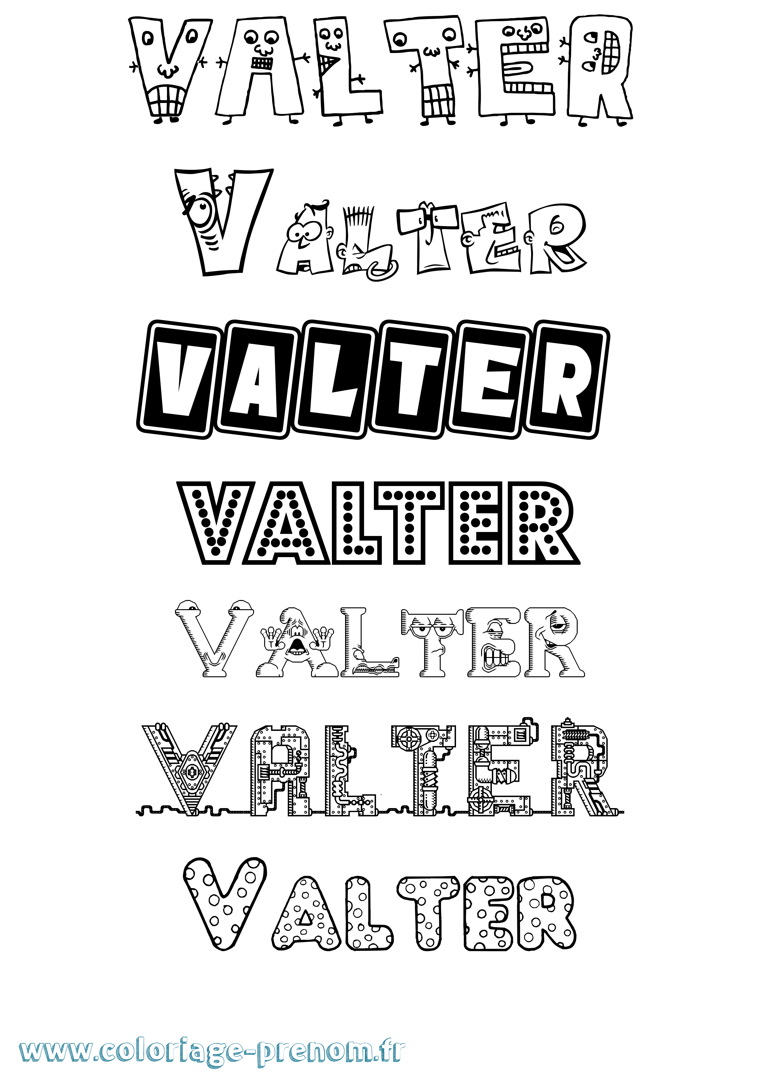 Coloriage prénom Valter Fun