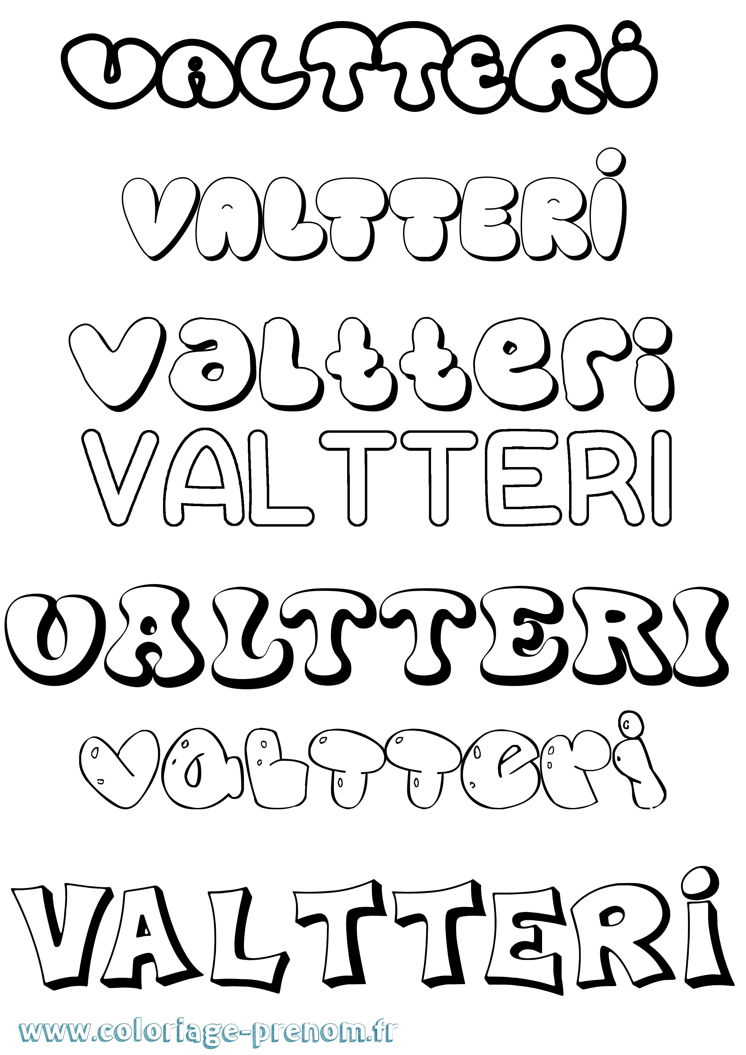 Coloriage Valtteri Bubble Coloriage prénom Valtteri Bubble
