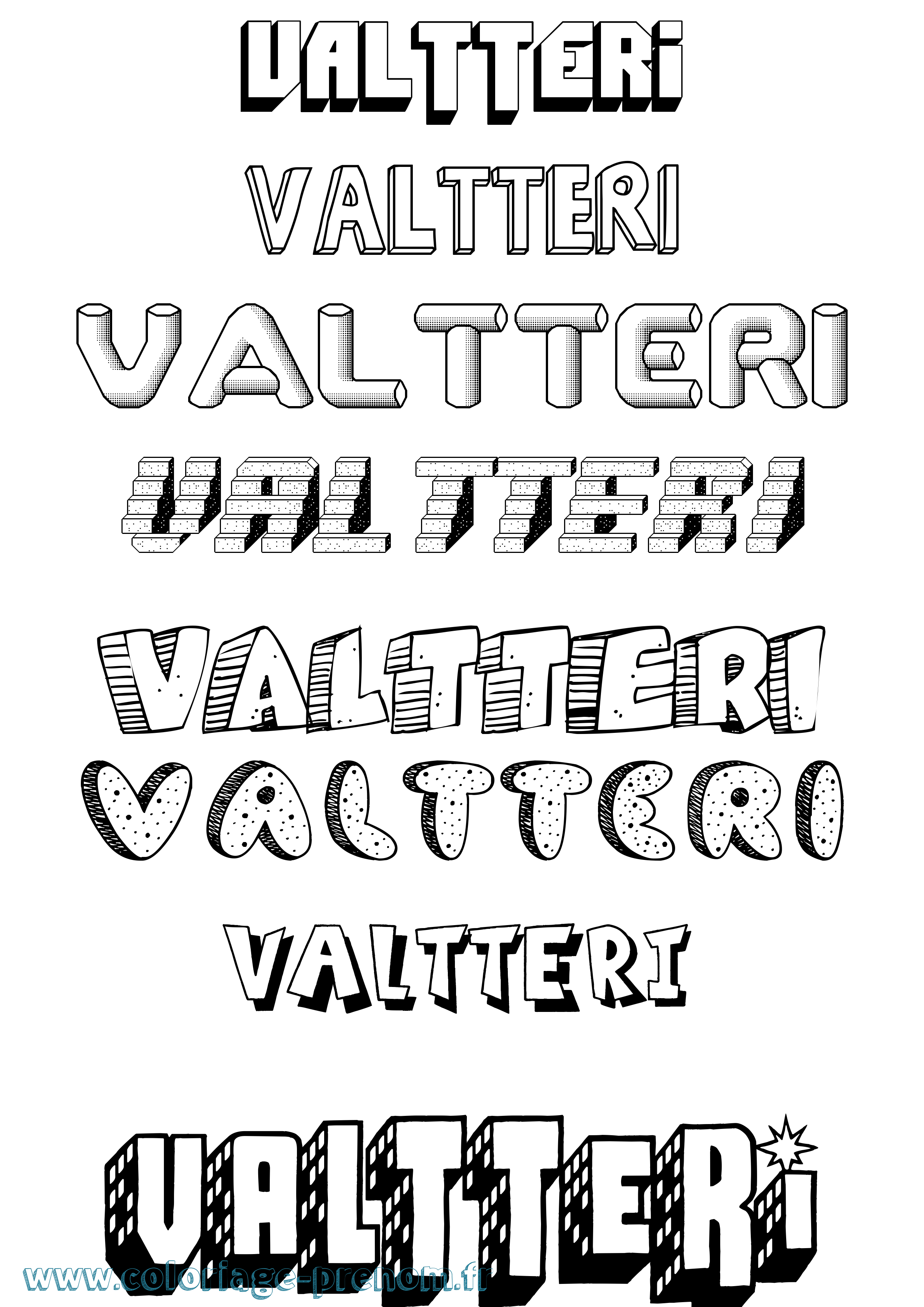 Coloriage Valtteri Effet 3D Coloriage prénom Valtteri Effet 3D