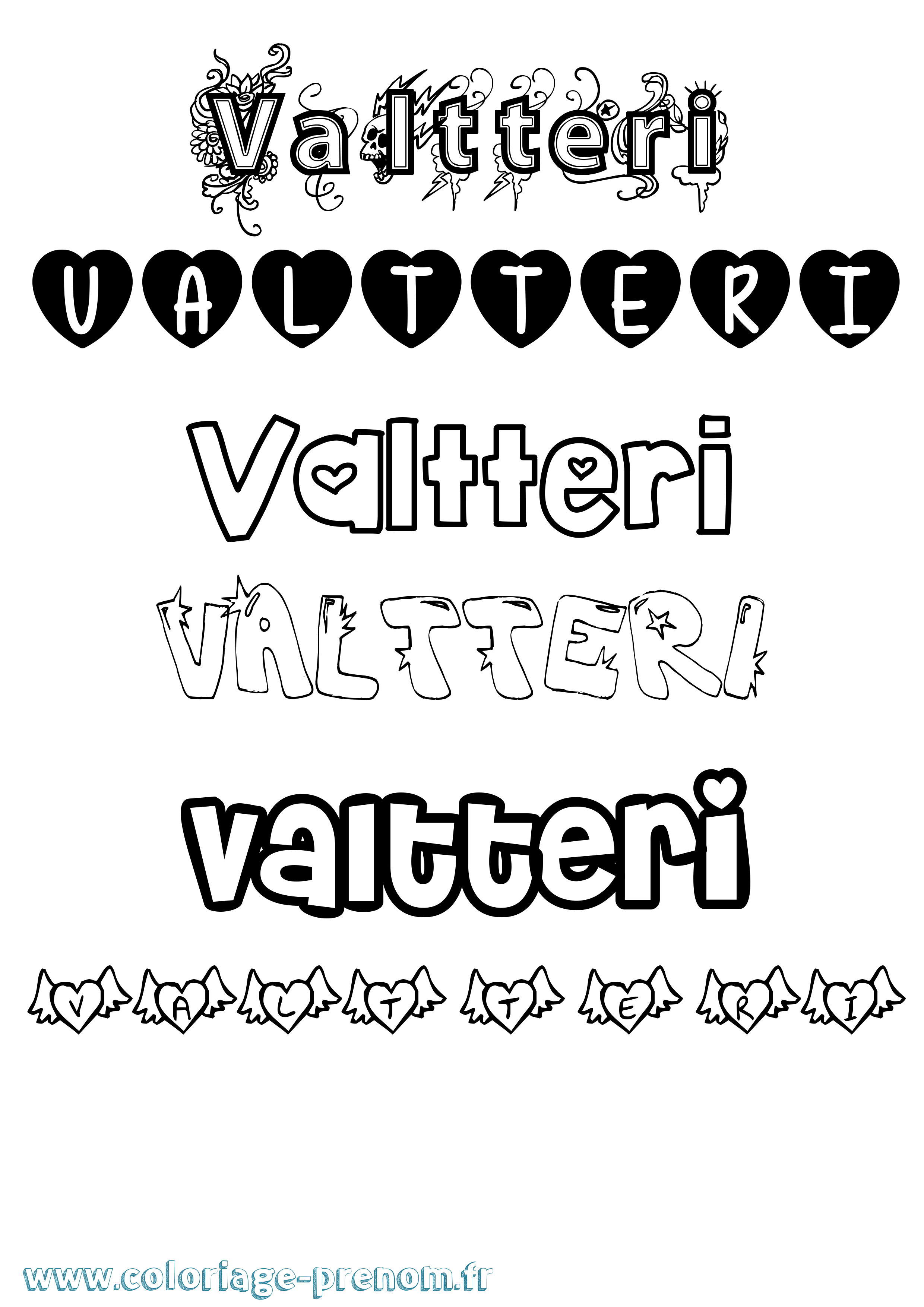 Coloriage Valtteri Girly Coloriage prénom Valtteri Girly