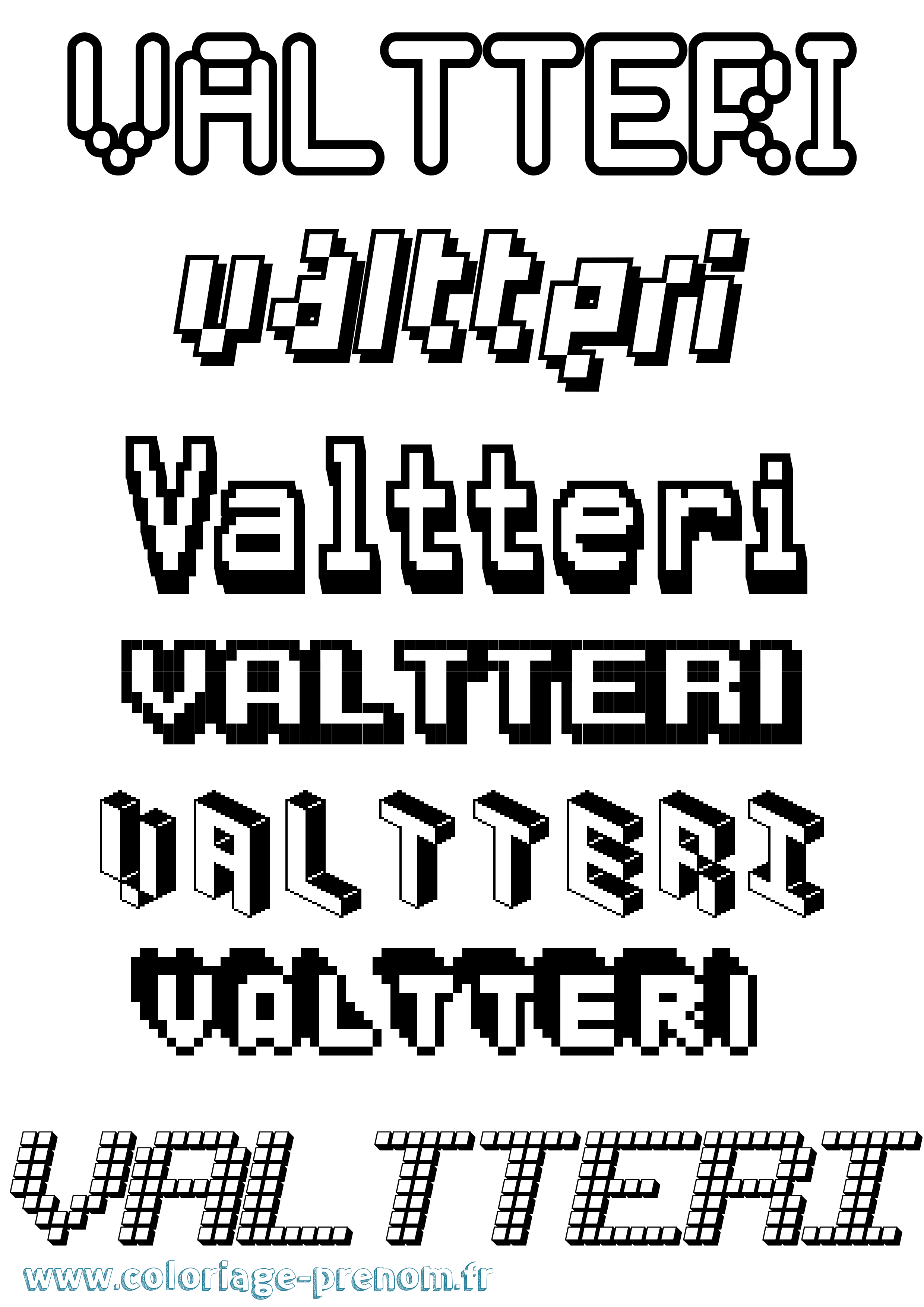 Coloriage Valtteri Pixel Coloriage prénom Valtteri Pixel