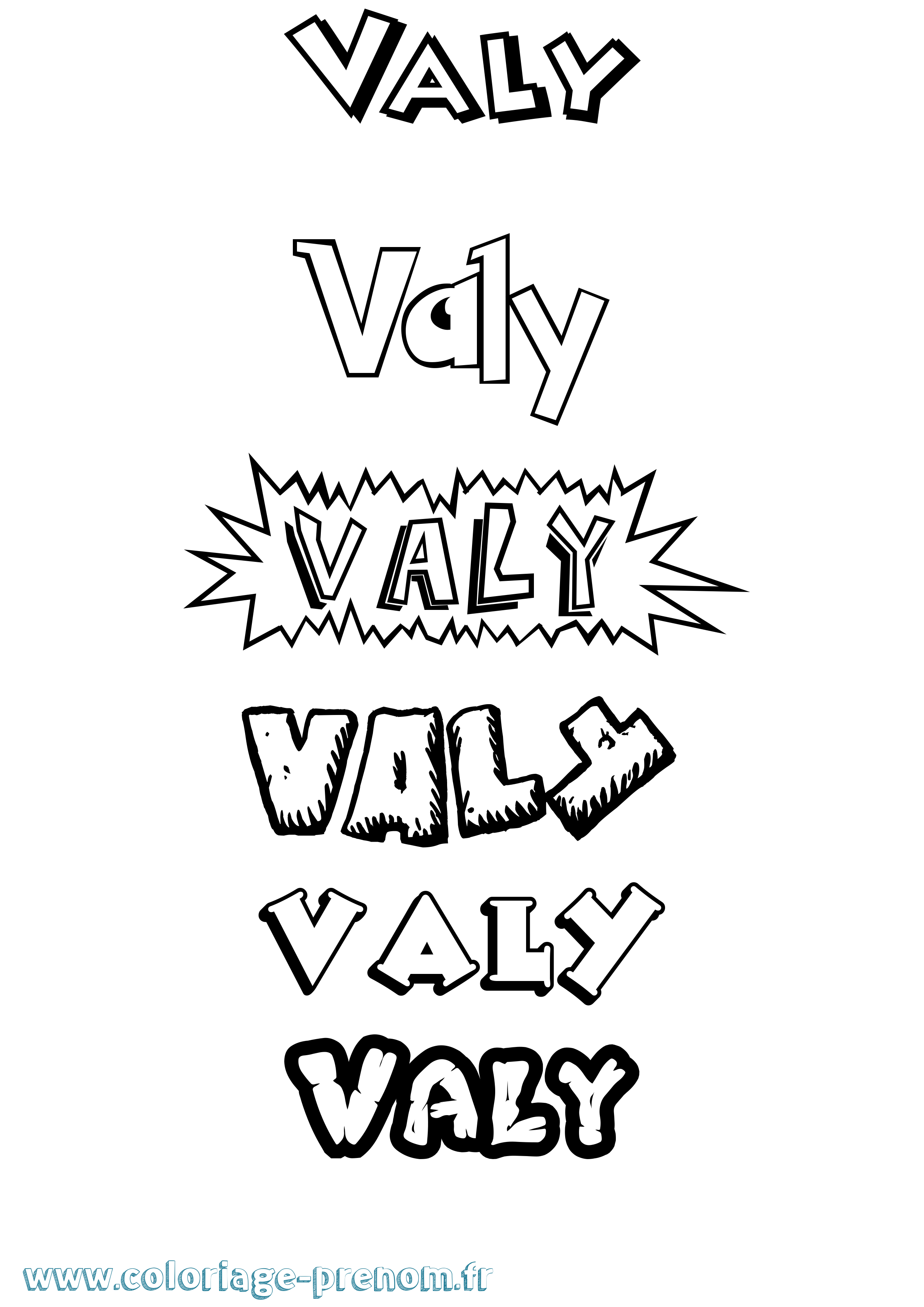 Coloriage Valy Dessin Animé Coloriage prénom Valy Dessin Animé