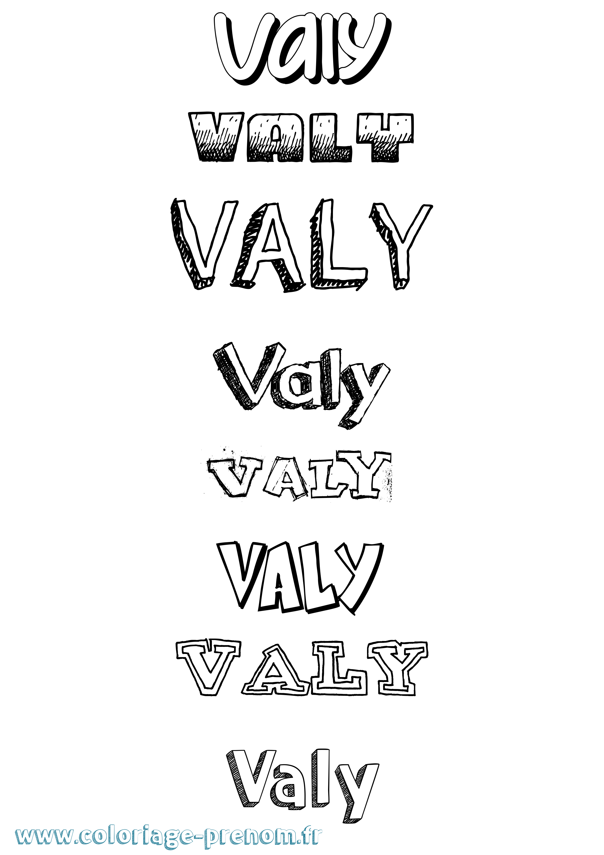 Coloriage Valy Dessiné Coloriage prénom Valy Dessiné