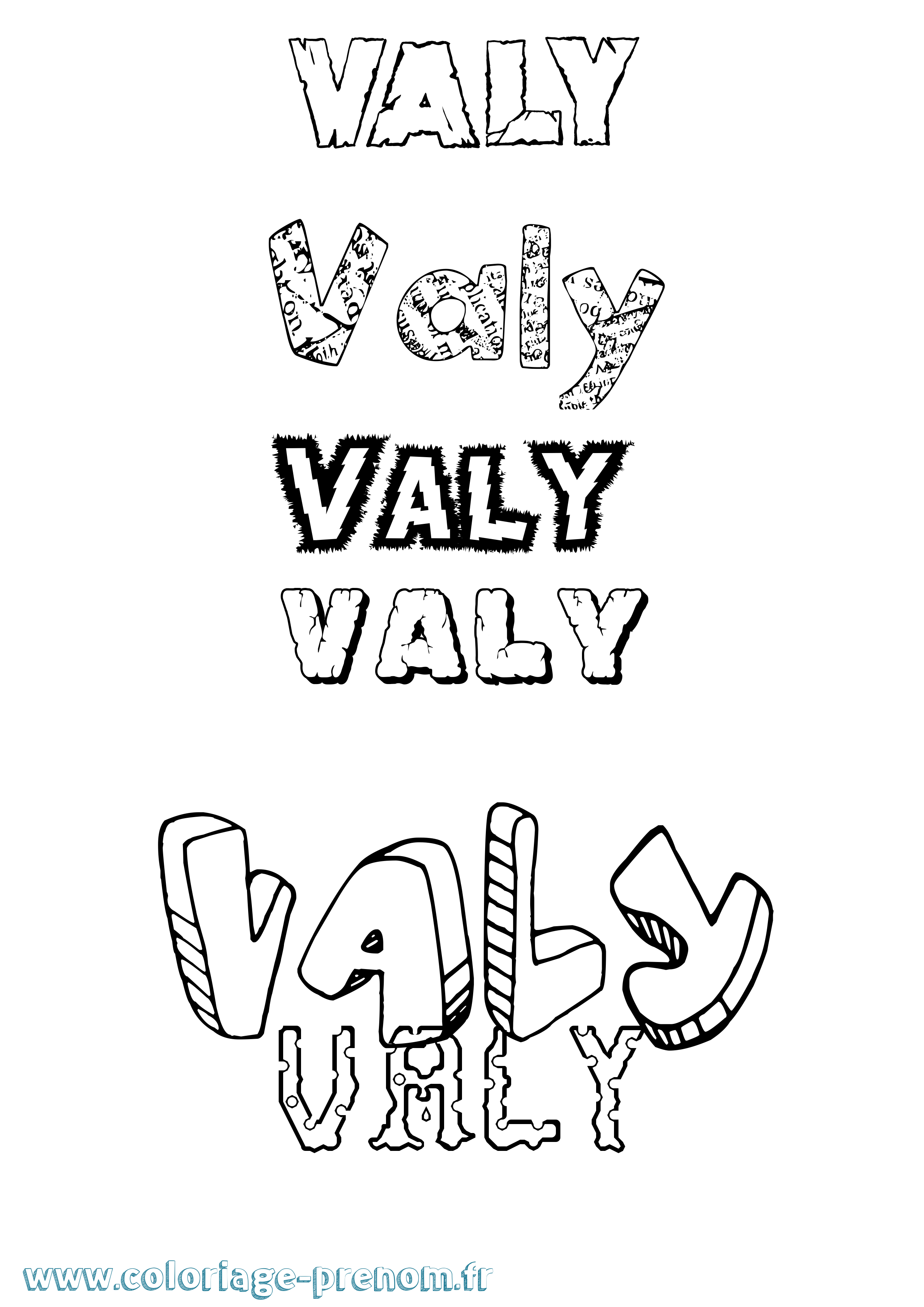 Coloriage Valy Destructuré Coloriage prénom Valy Destructuré