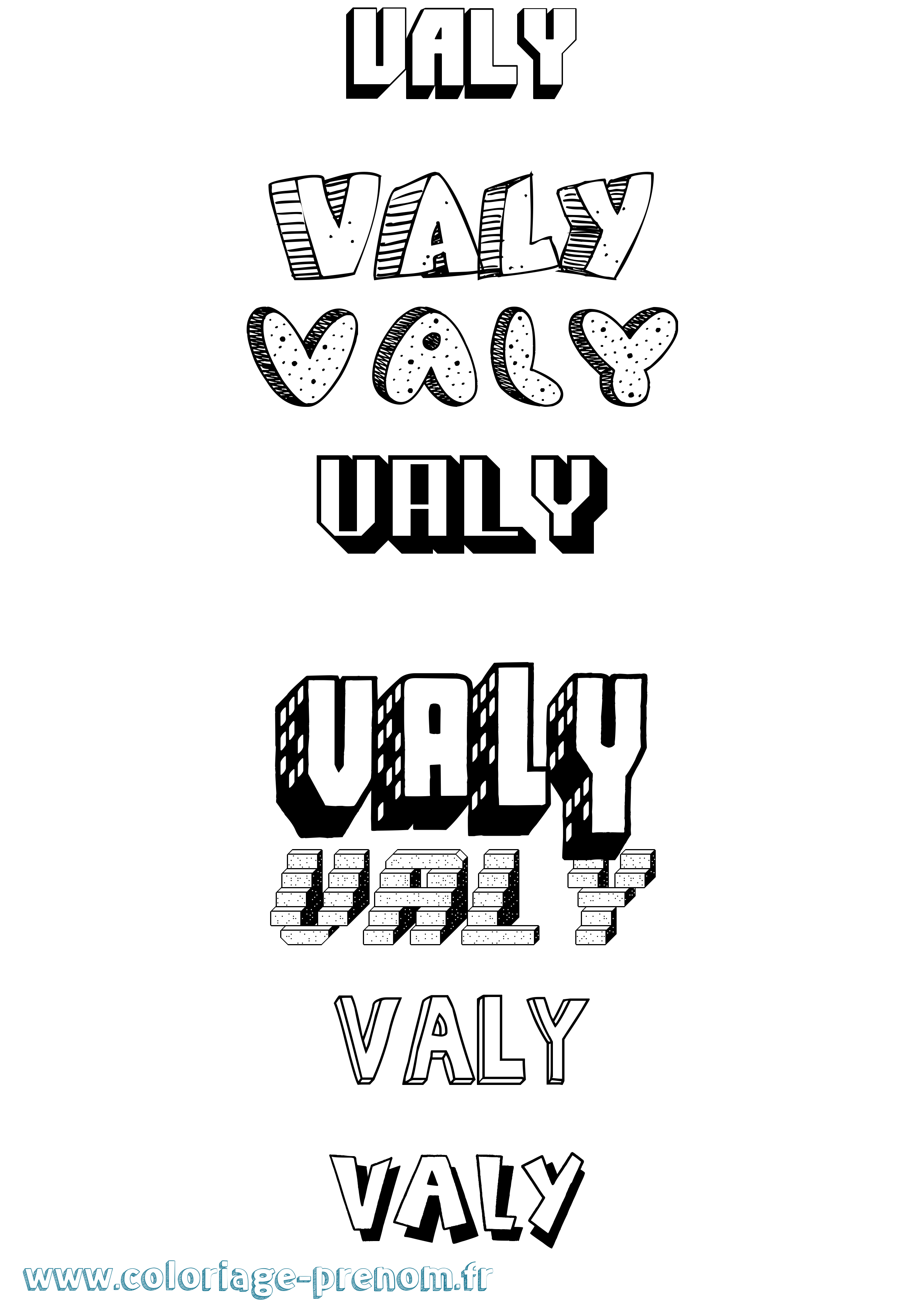 Coloriage Valy Effet 3D Coloriage prénom Valy Effet 3D