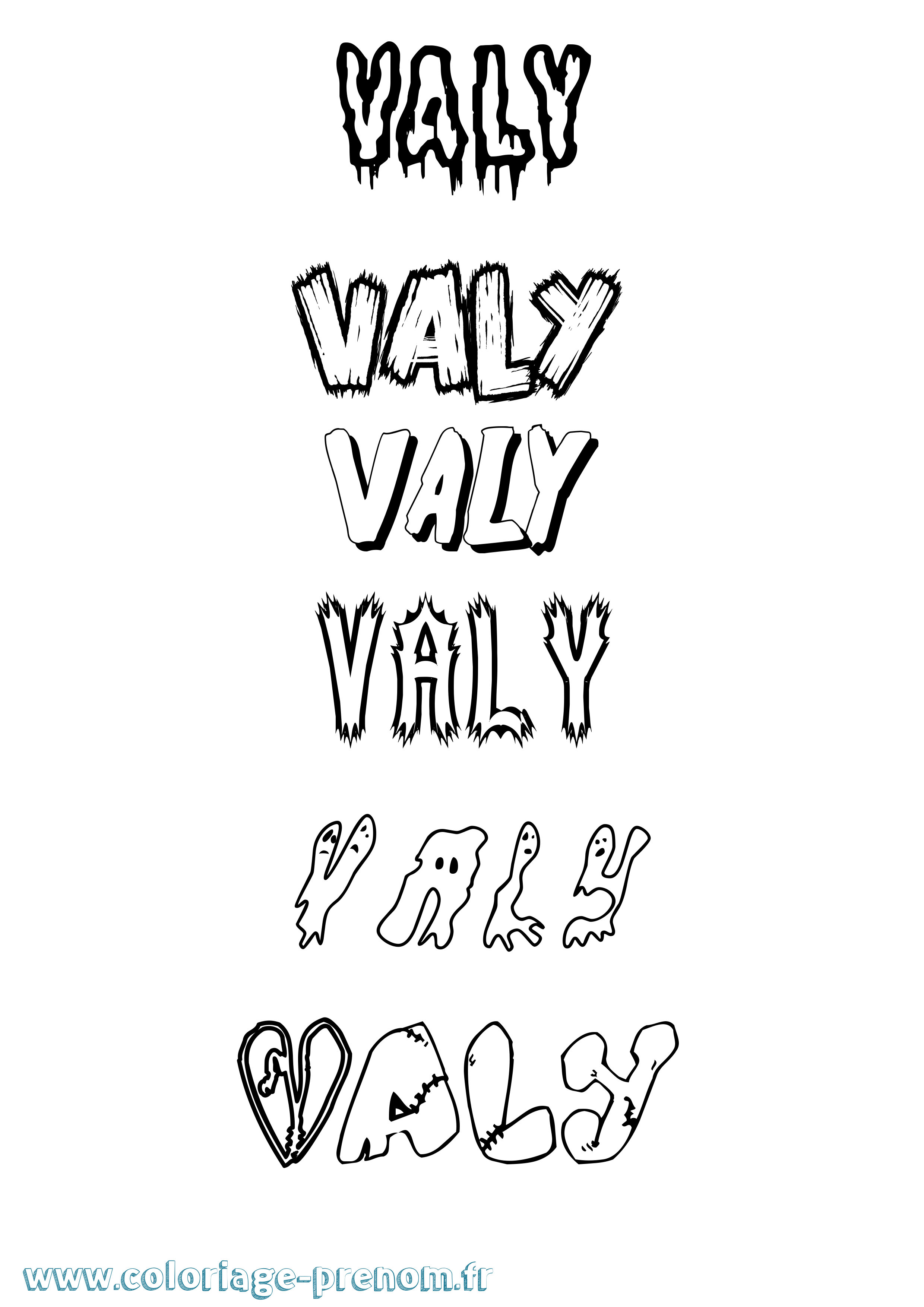 Coloriage Valy Frisson Coloriage prénom Valy Frisson