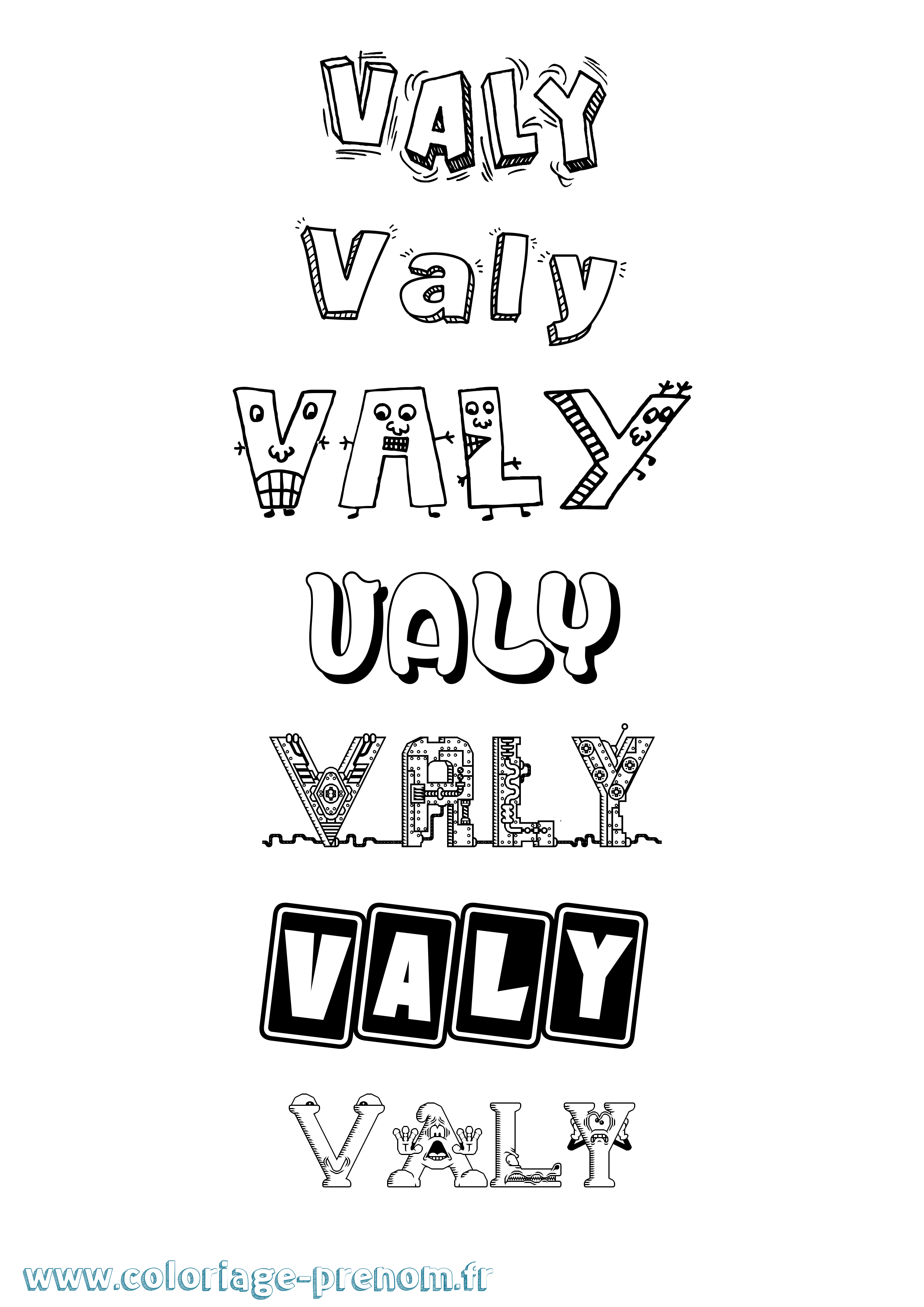 Coloriage Valy Fun Coloriage prénom Valy Fun