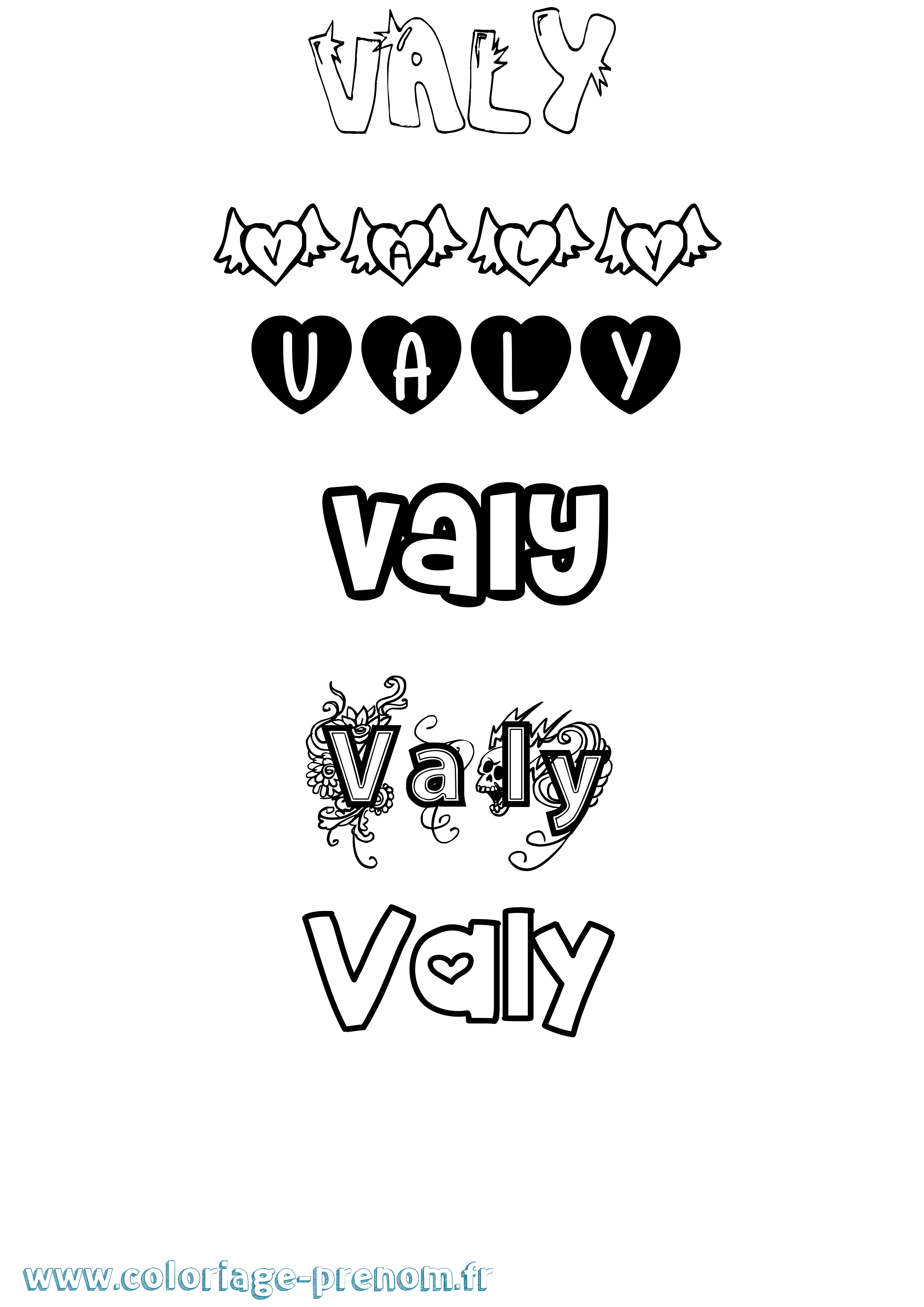 Coloriage Valy Girly Coloriage prénom Valy Girly