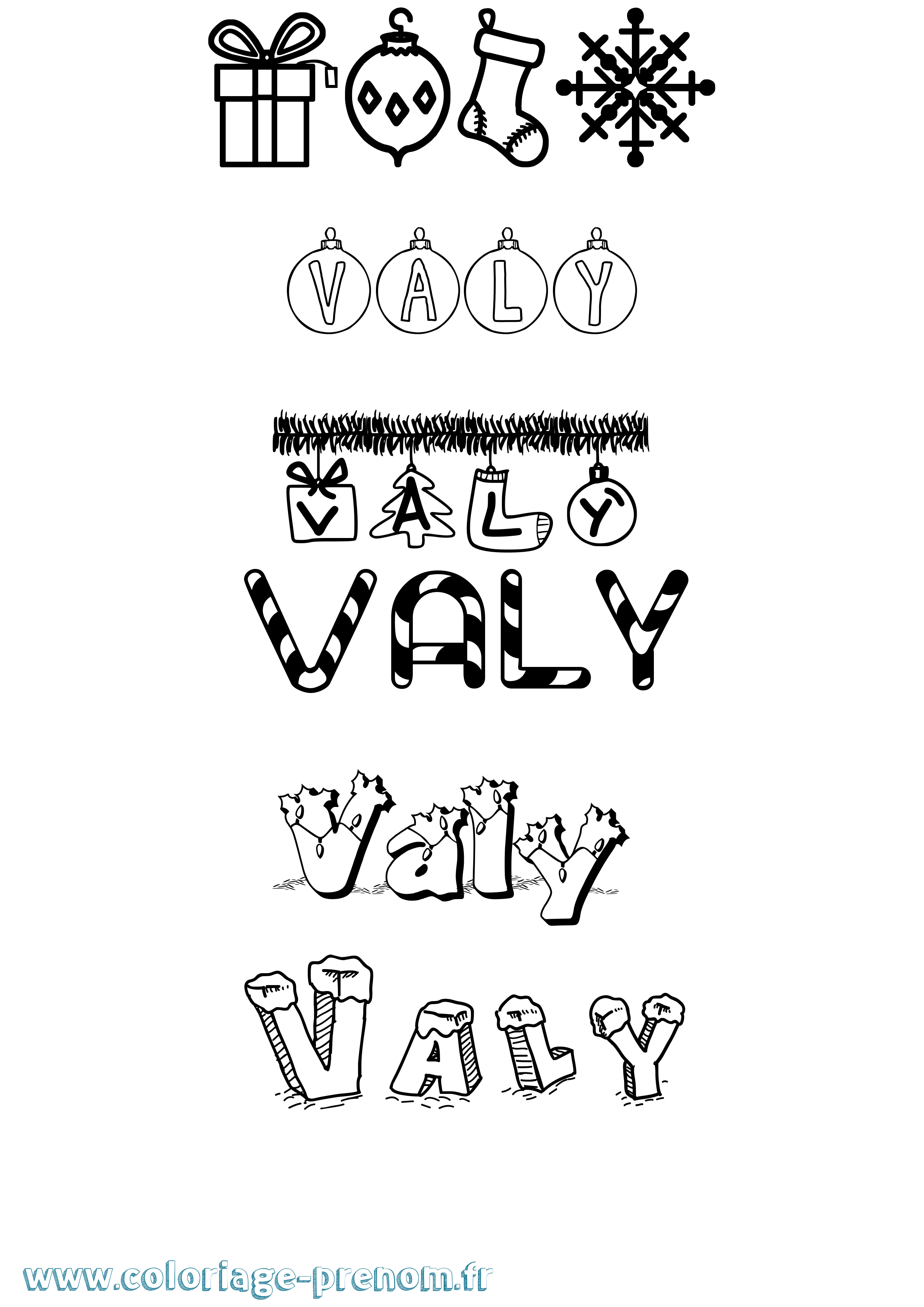 Coloriage Valy Noël Coloriage prénom Valy Noël