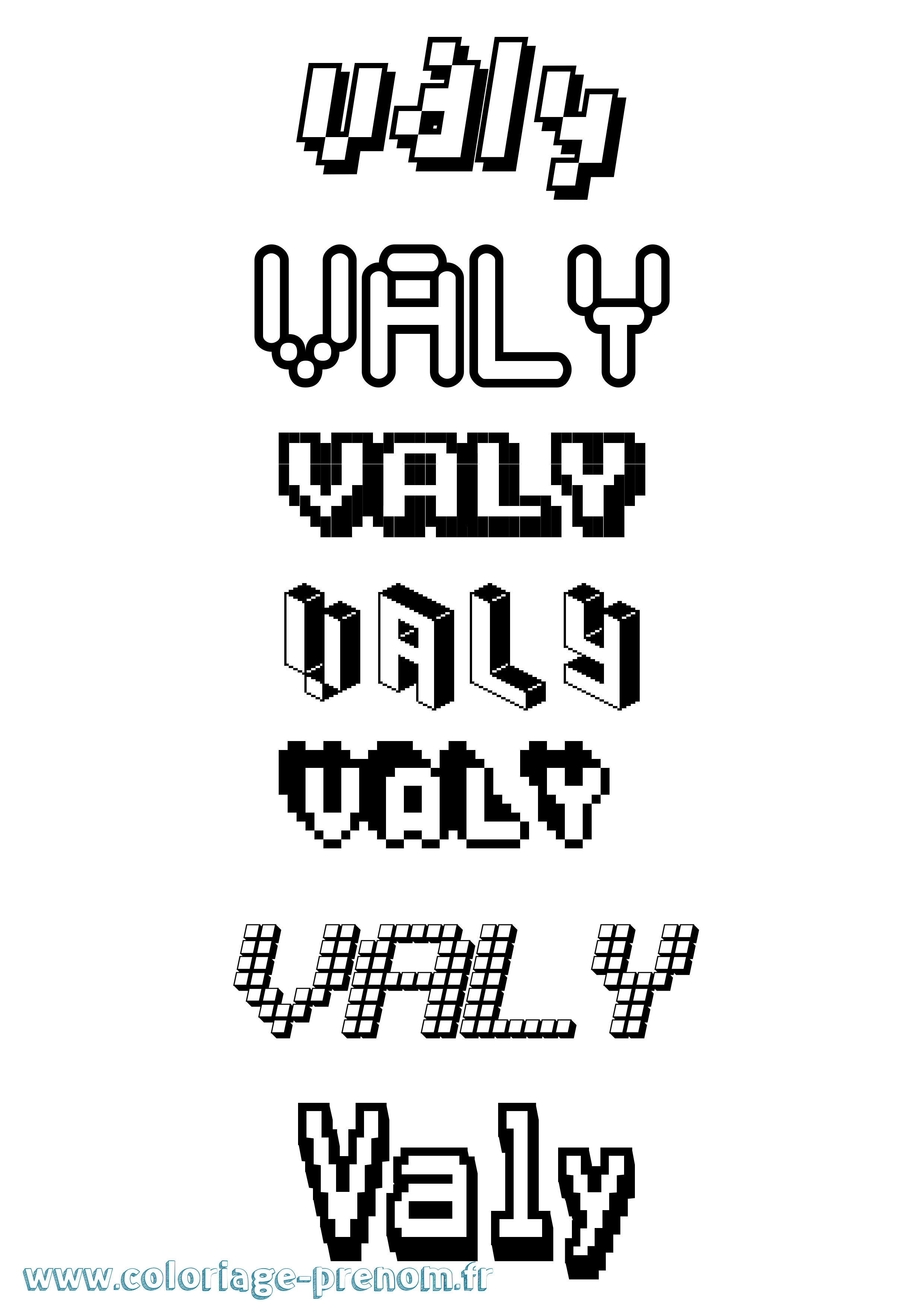 Coloriage Valy Pixel Coloriage prénom Valy Pixel