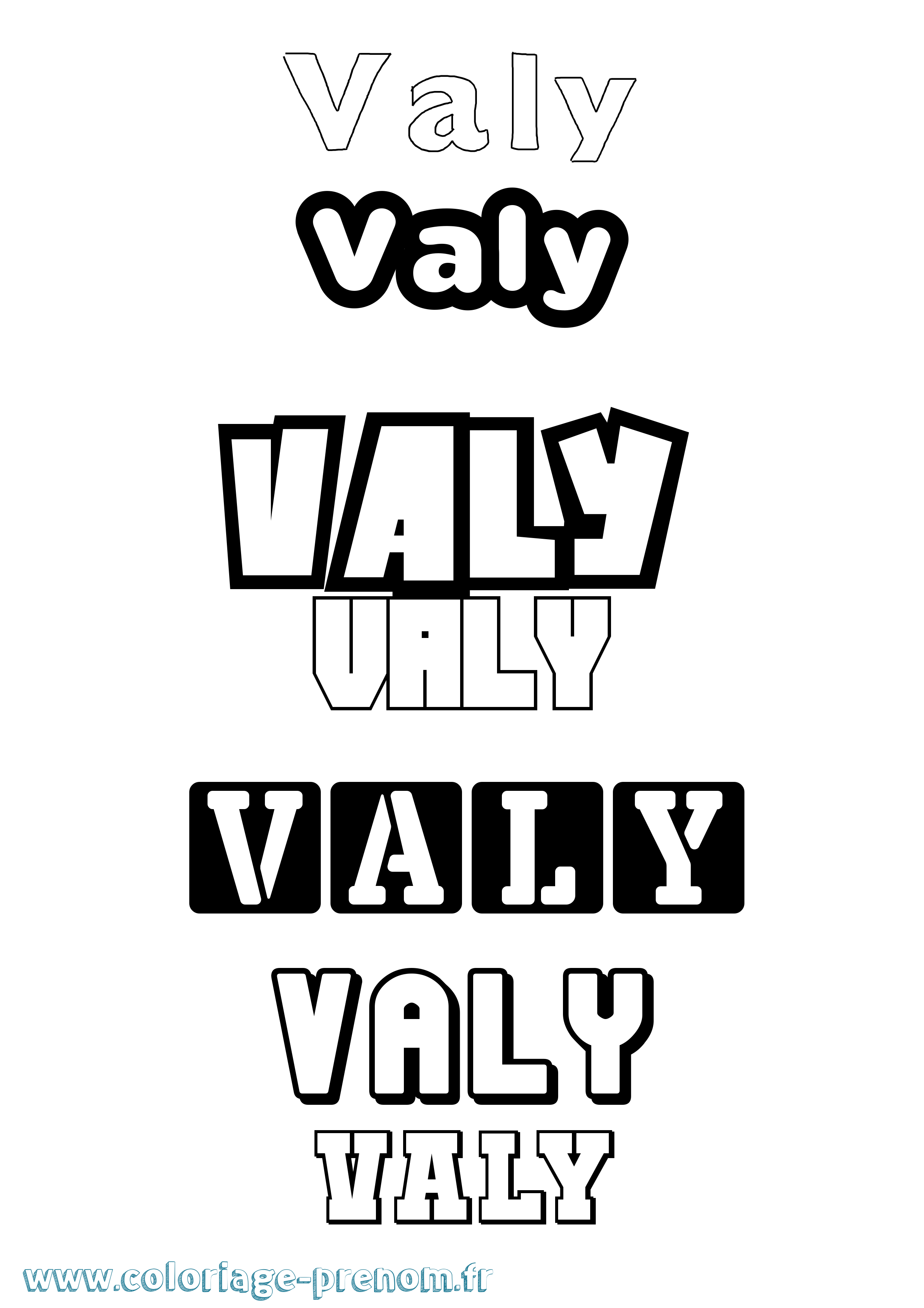 Coloriage Valy Simple Coloriage prénom Valy Simple