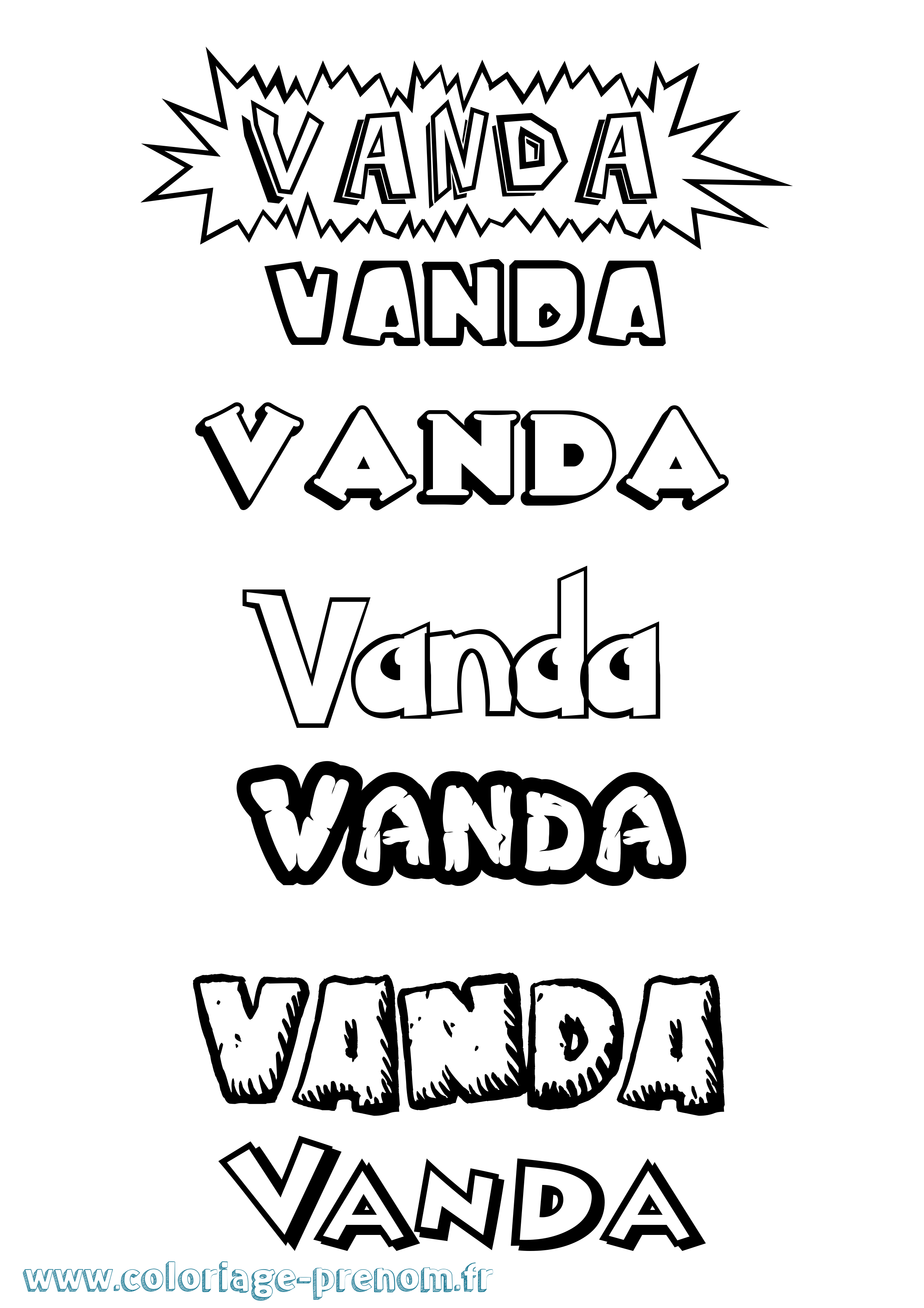 Coloriage Vanda Dessin Animé Coloriage prénom Vanda Dessin Animé