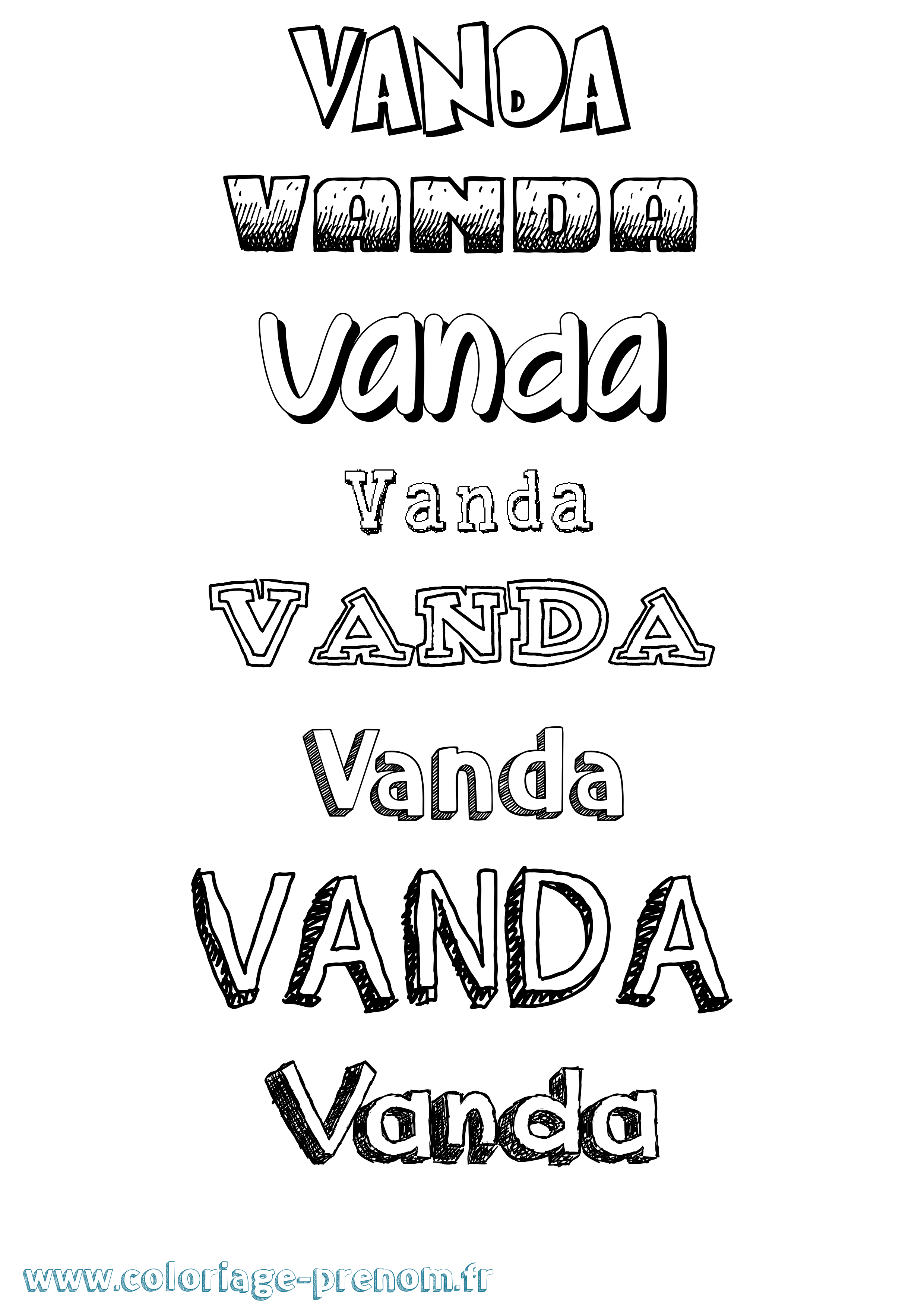 Coloriage Vanda Dessiné Coloriage prénom Vanda Dessiné