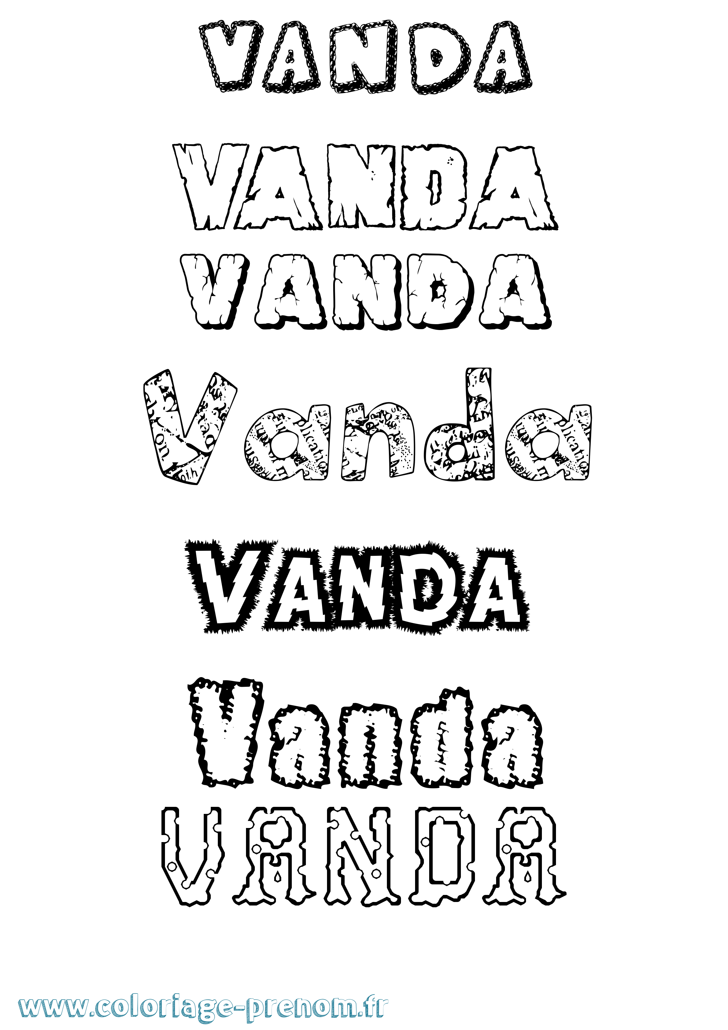Coloriage Vanda Destructuré Coloriage prénom Vanda Destructuré