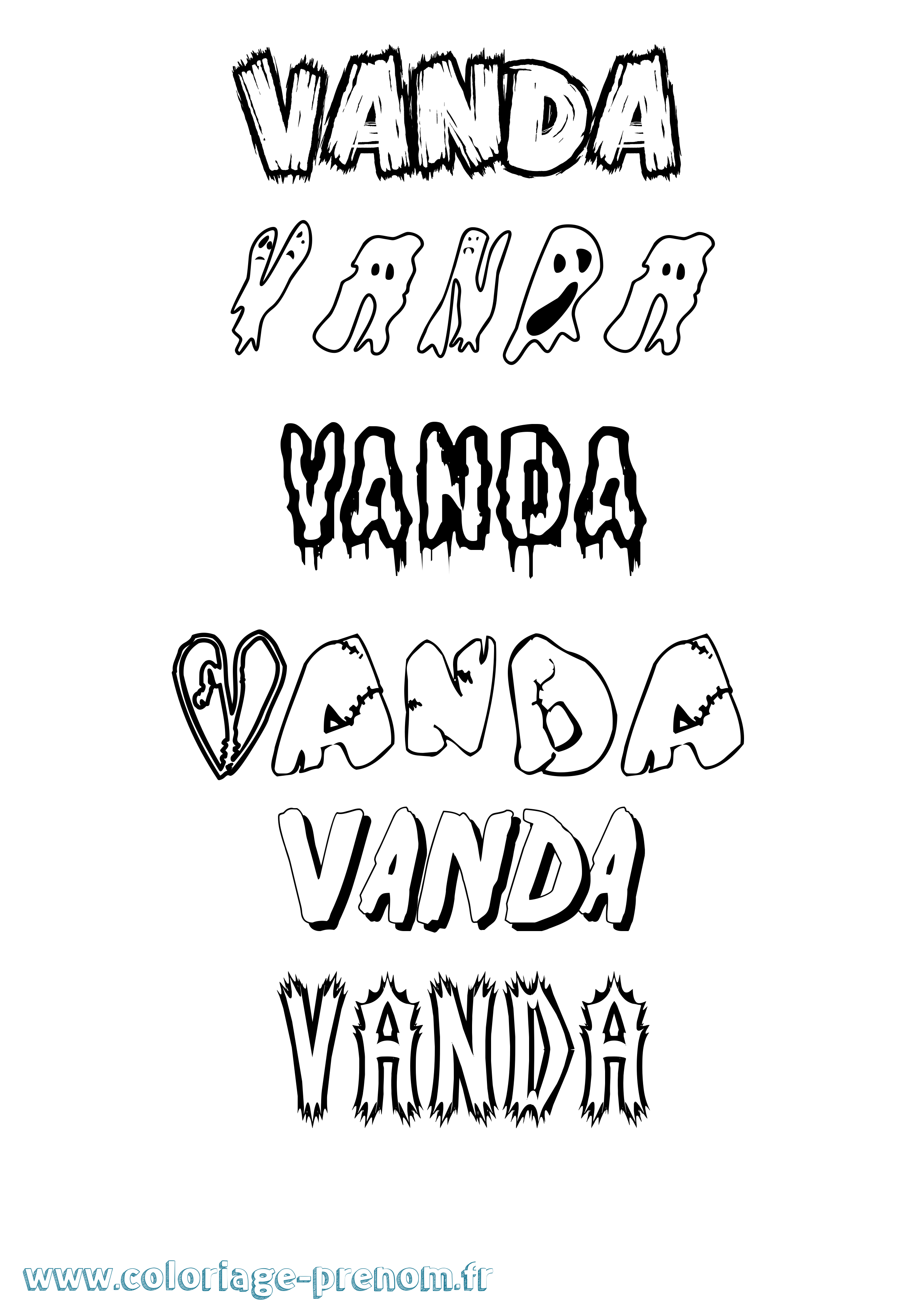 Coloriage prénom Vanda Frisson