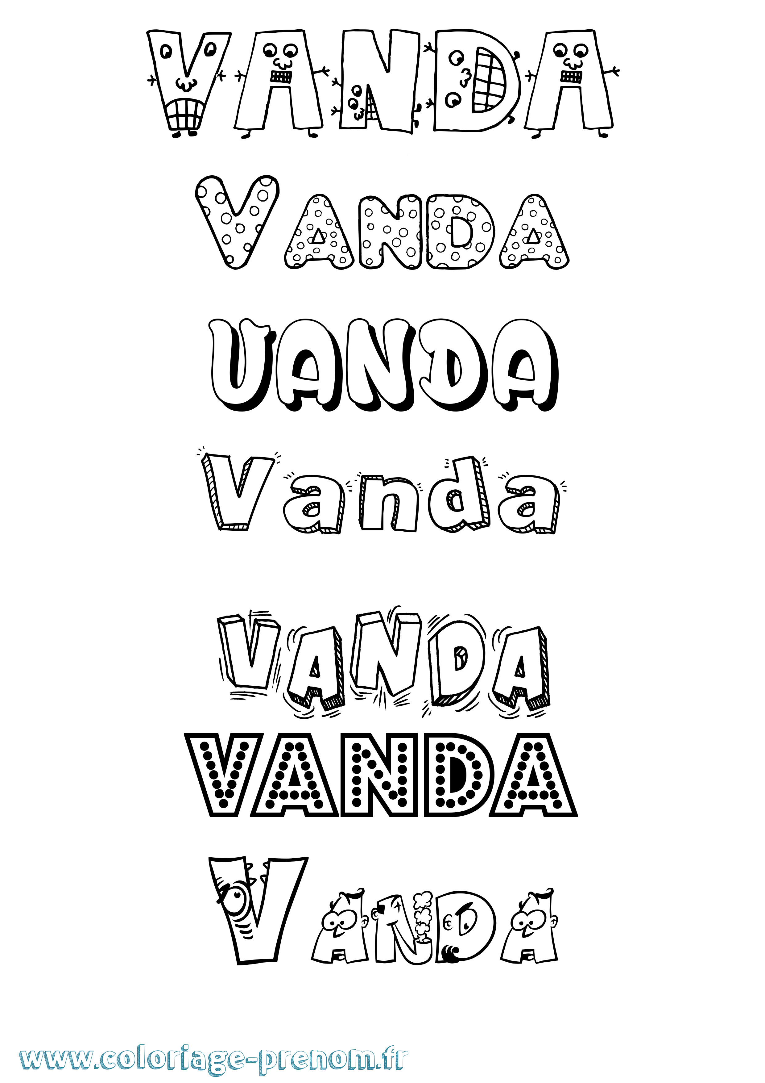 Coloriage prénom Vanda Fun