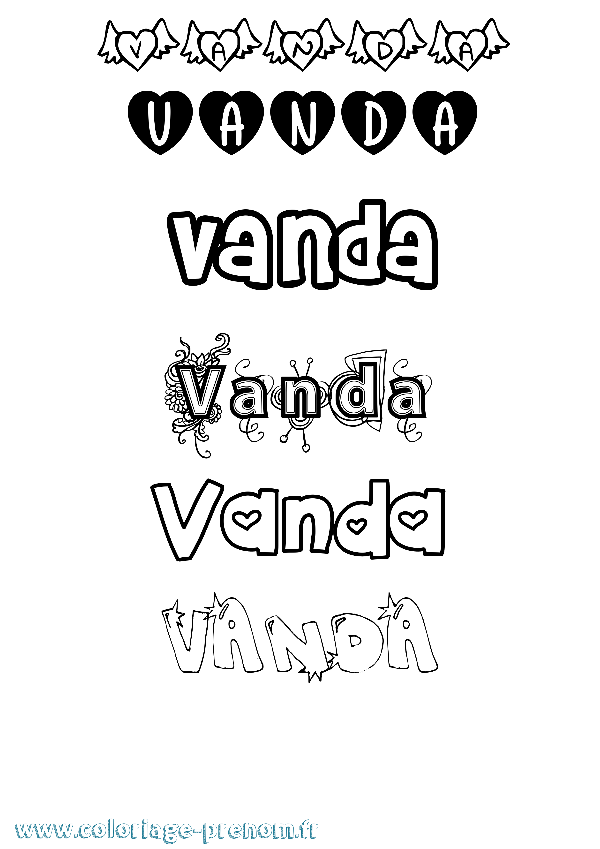 Coloriage Vanda Girly Coloriage prénom Vanda Girly