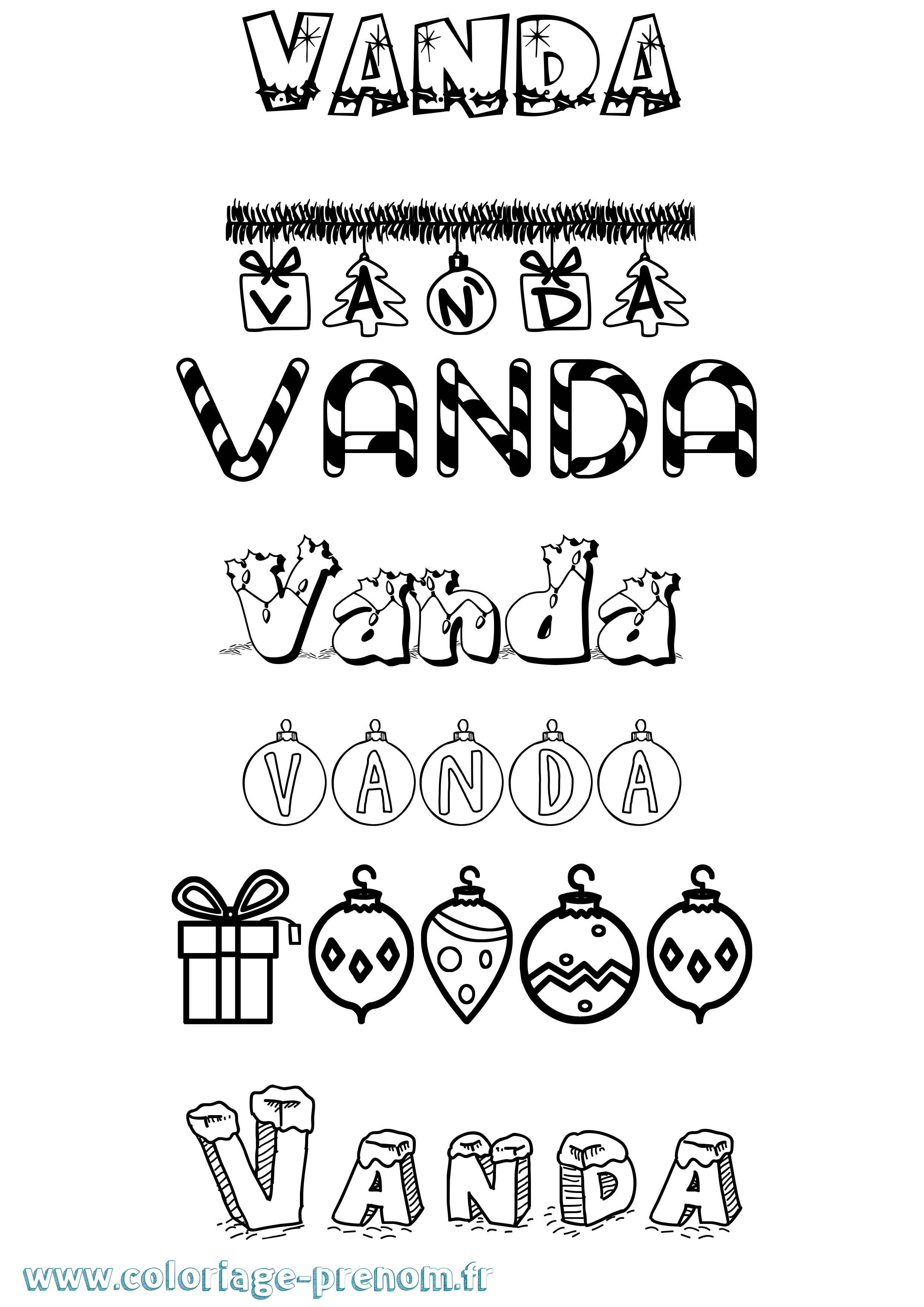 Coloriage Vanda Noël Coloriage prénom Vanda Noël