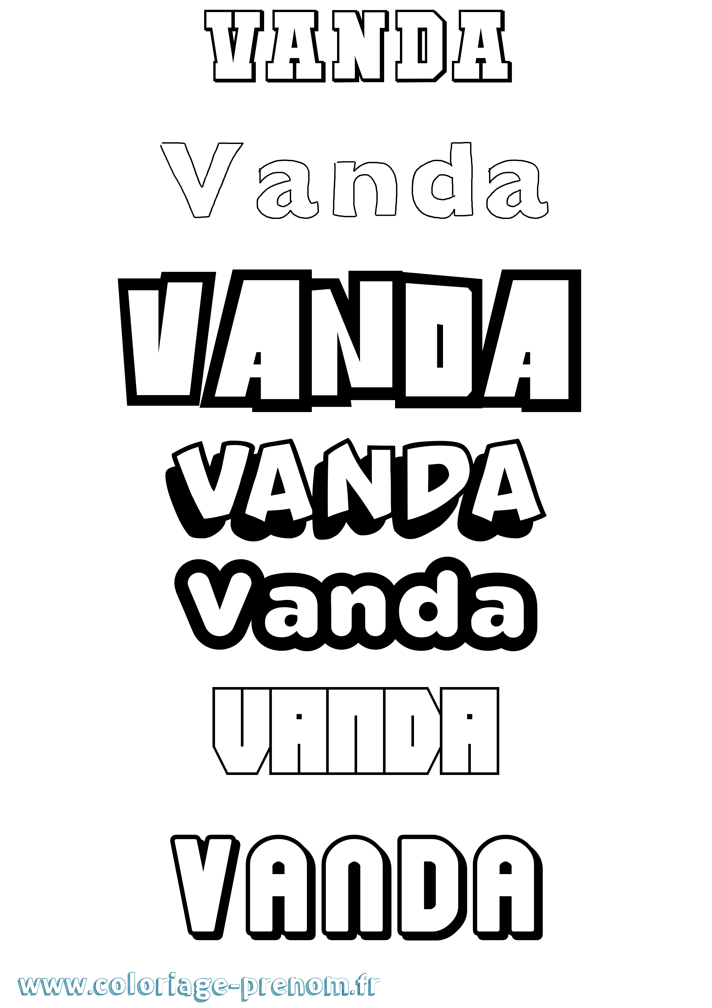 Coloriage prénom Vanda Simple