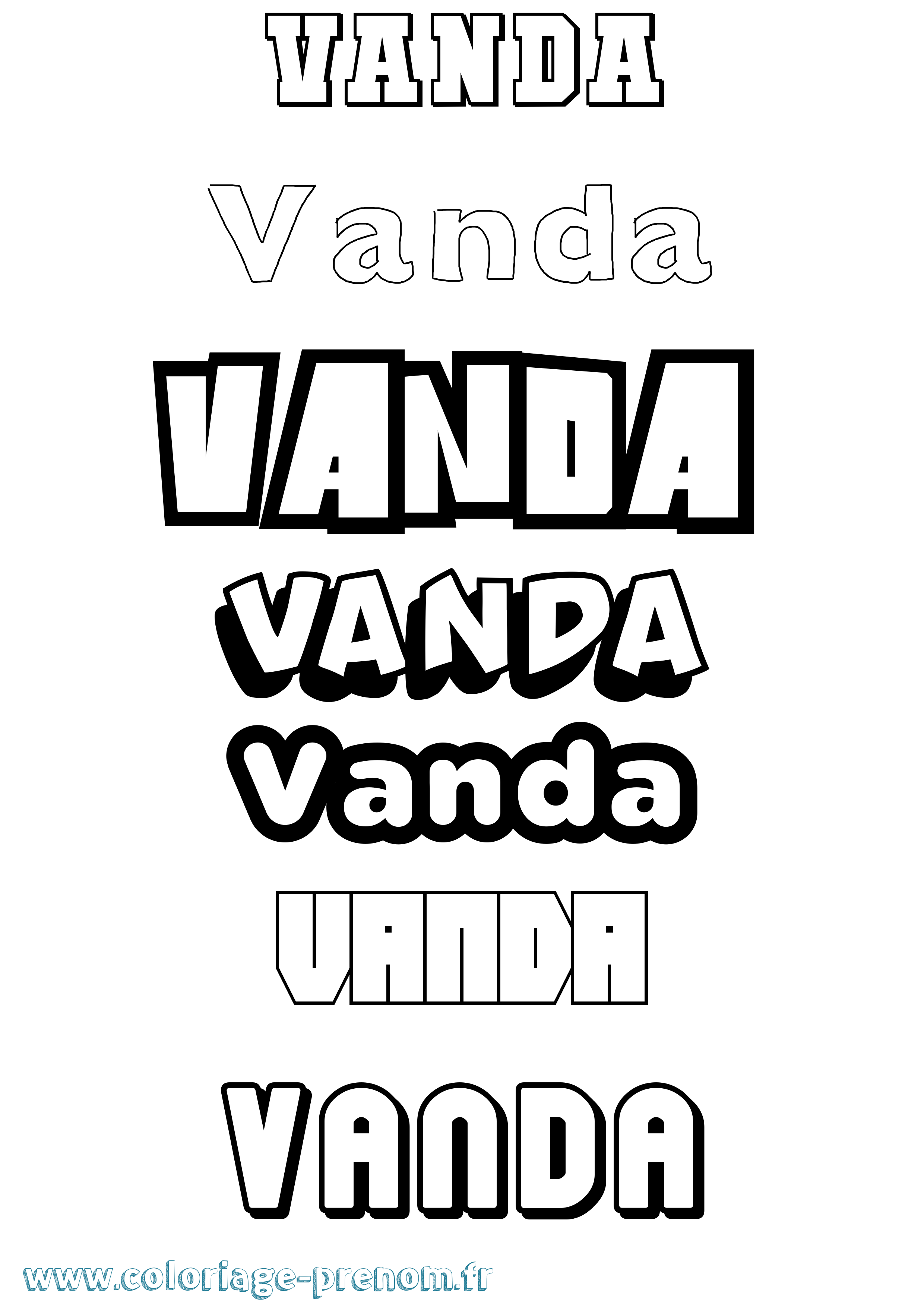 Coloriage Vanda Simple Coloriage prénom Vanda Simple