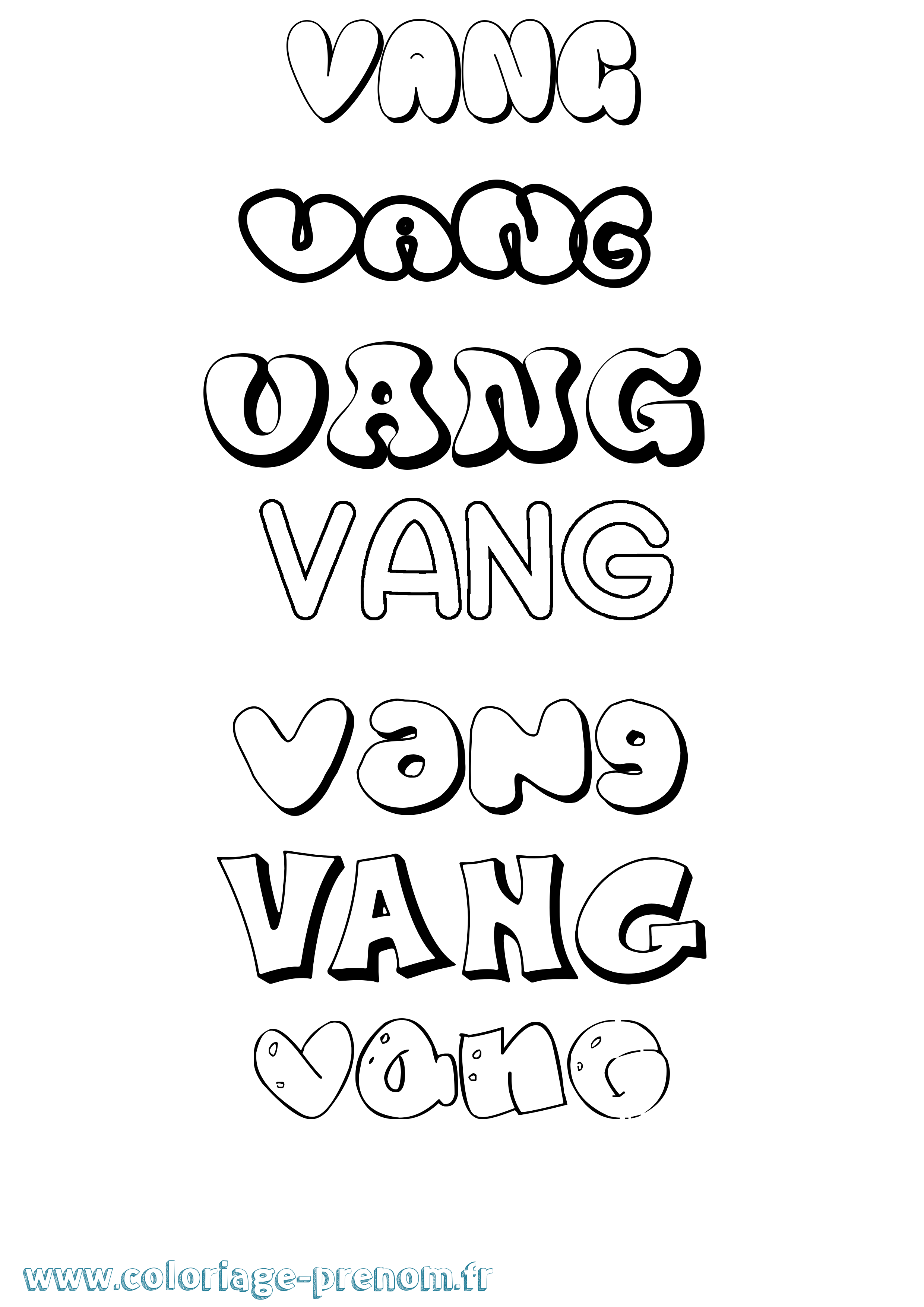 Coloriage Vang Bubble Coloriage prénom Vang Bubble