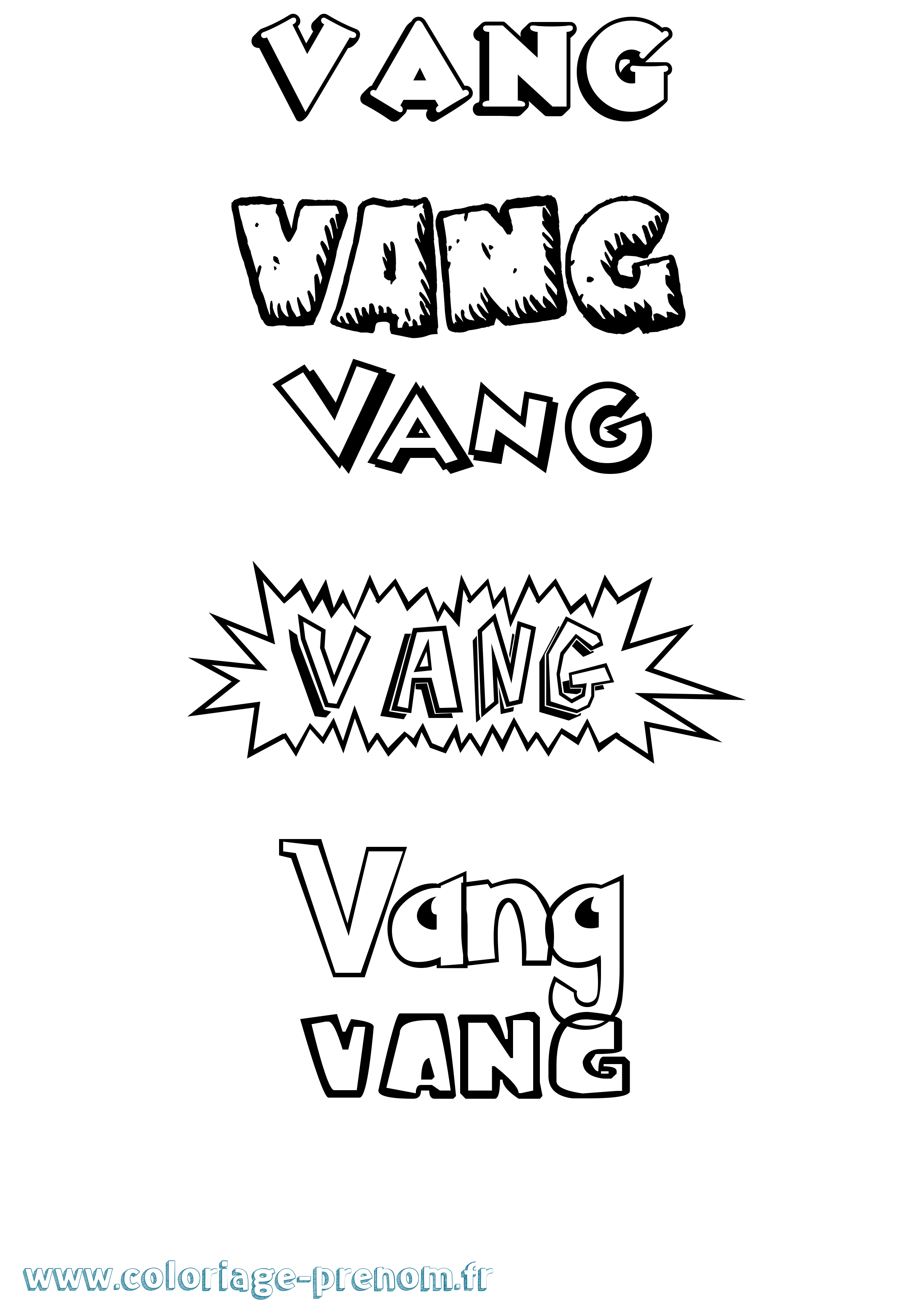 Coloriage Vang Dessin Animé Coloriage prénom Vang Dessin Animé