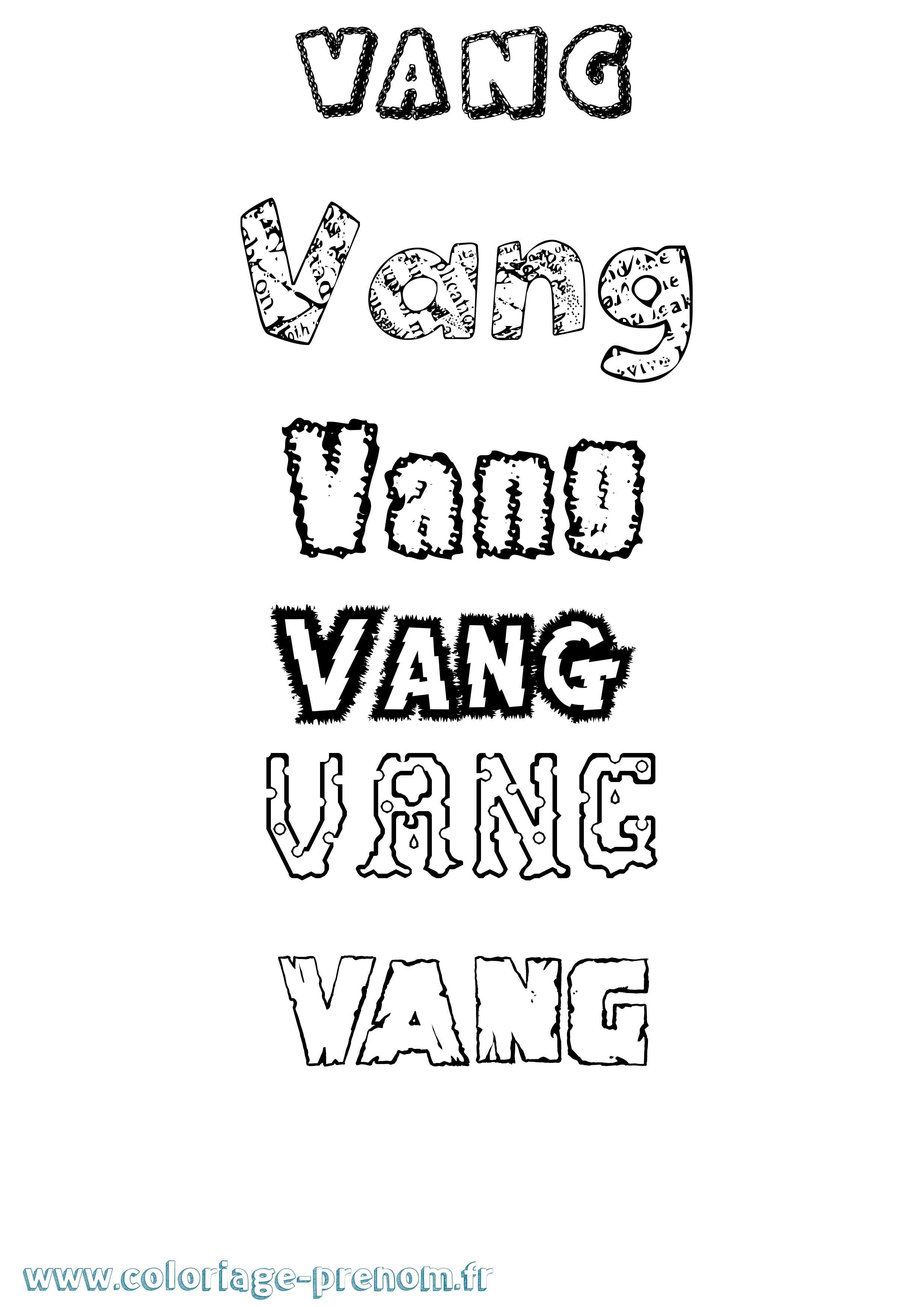 Coloriage Vang Destructuré Coloriage prénom Vang Destructuré
