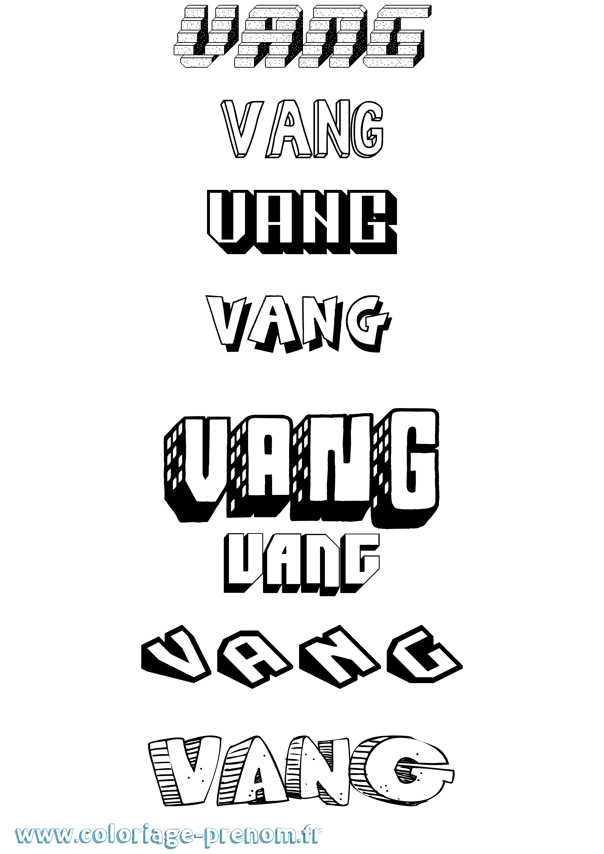 Coloriage Vang Effet 3D Coloriage prénom Vang Effet 3D