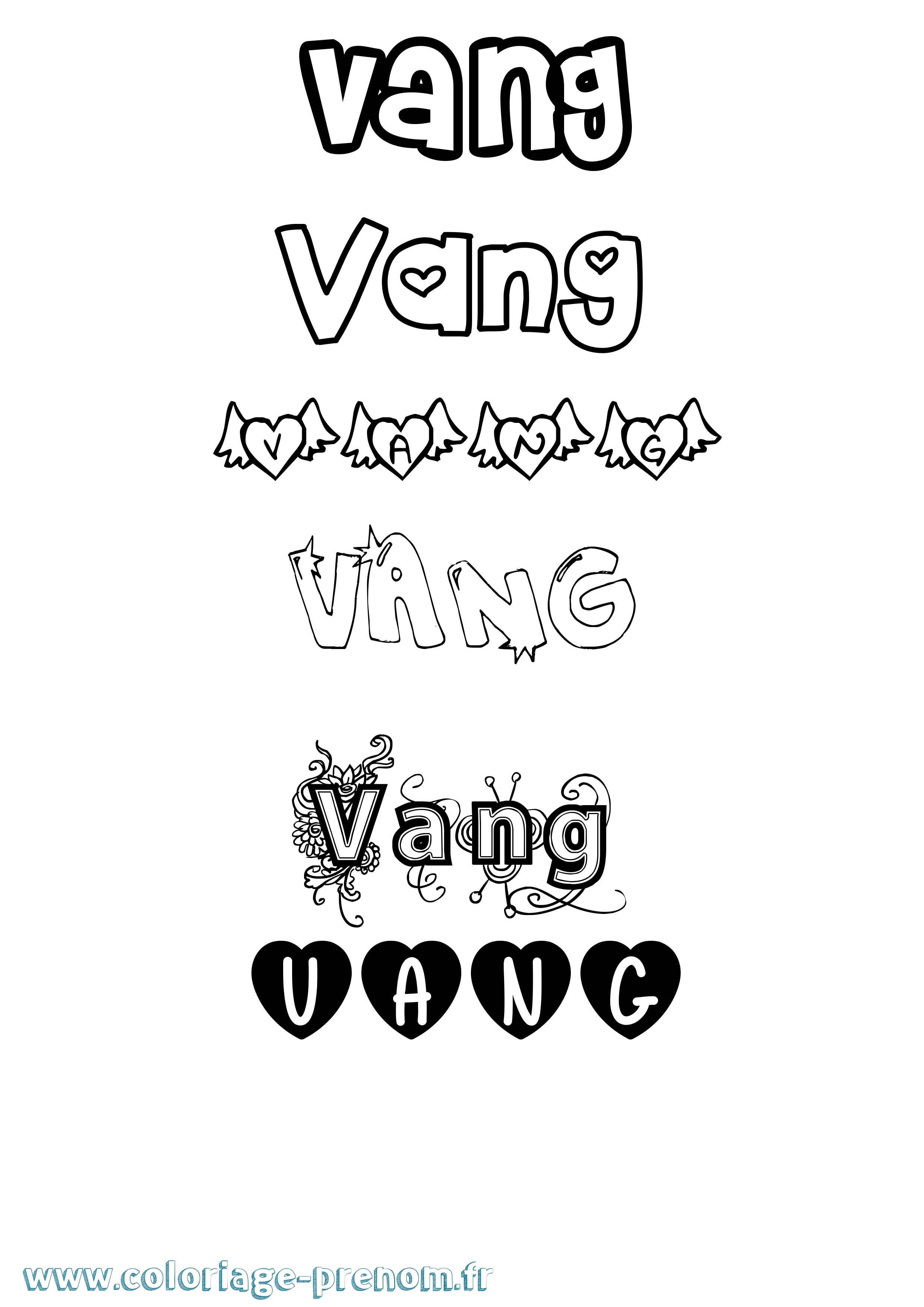 Coloriage Vang Girly Coloriage prénom Vang Girly