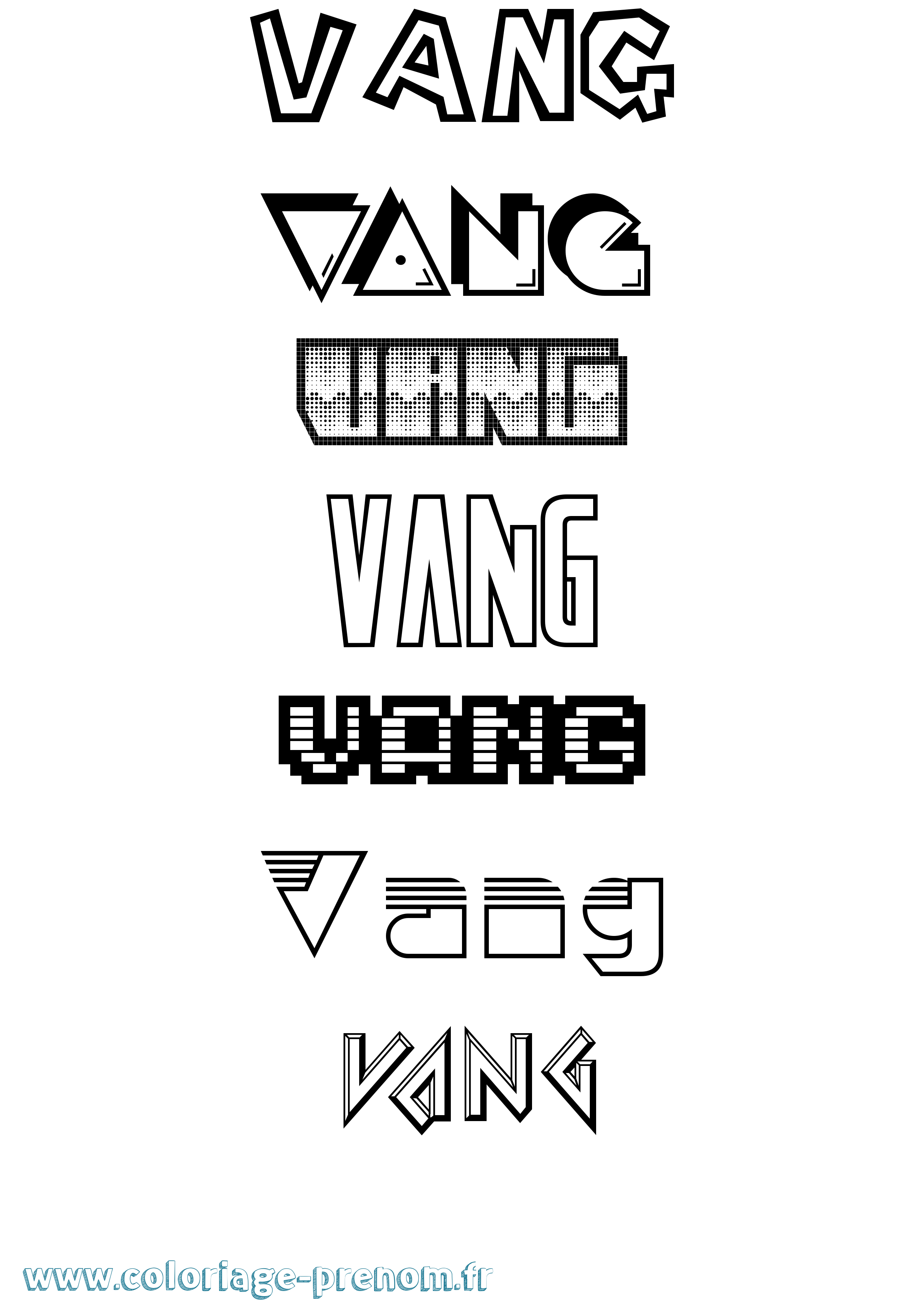 Coloriage Vang Jeux Vidéos Coloriage prénom Vang Jeux Vidéos