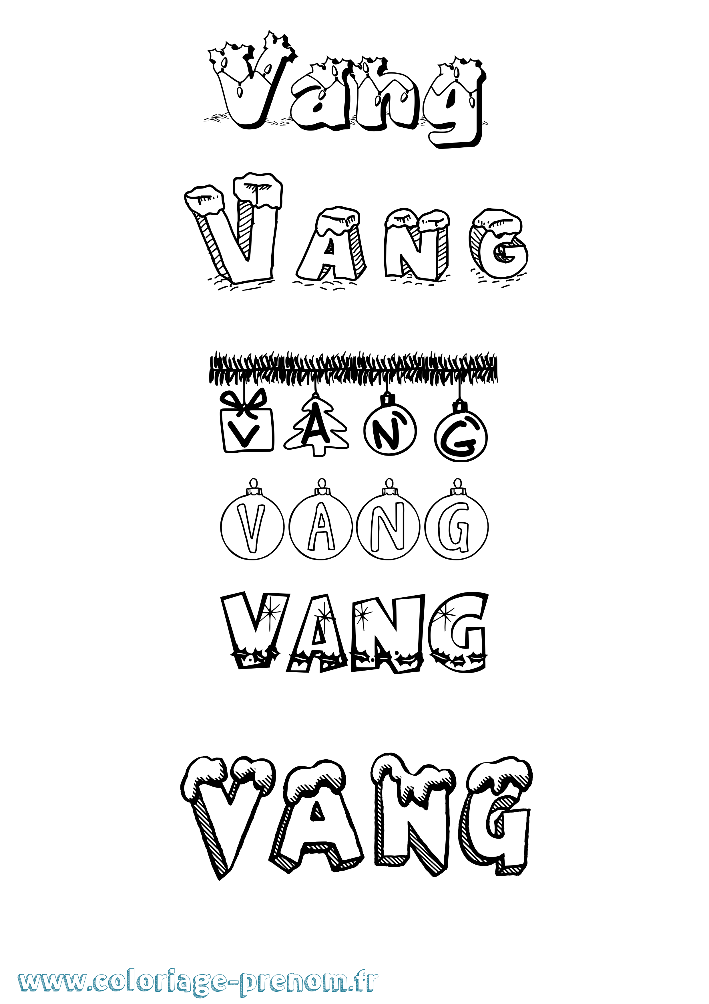 Coloriage Vang Noël Coloriage prénom Vang Noël