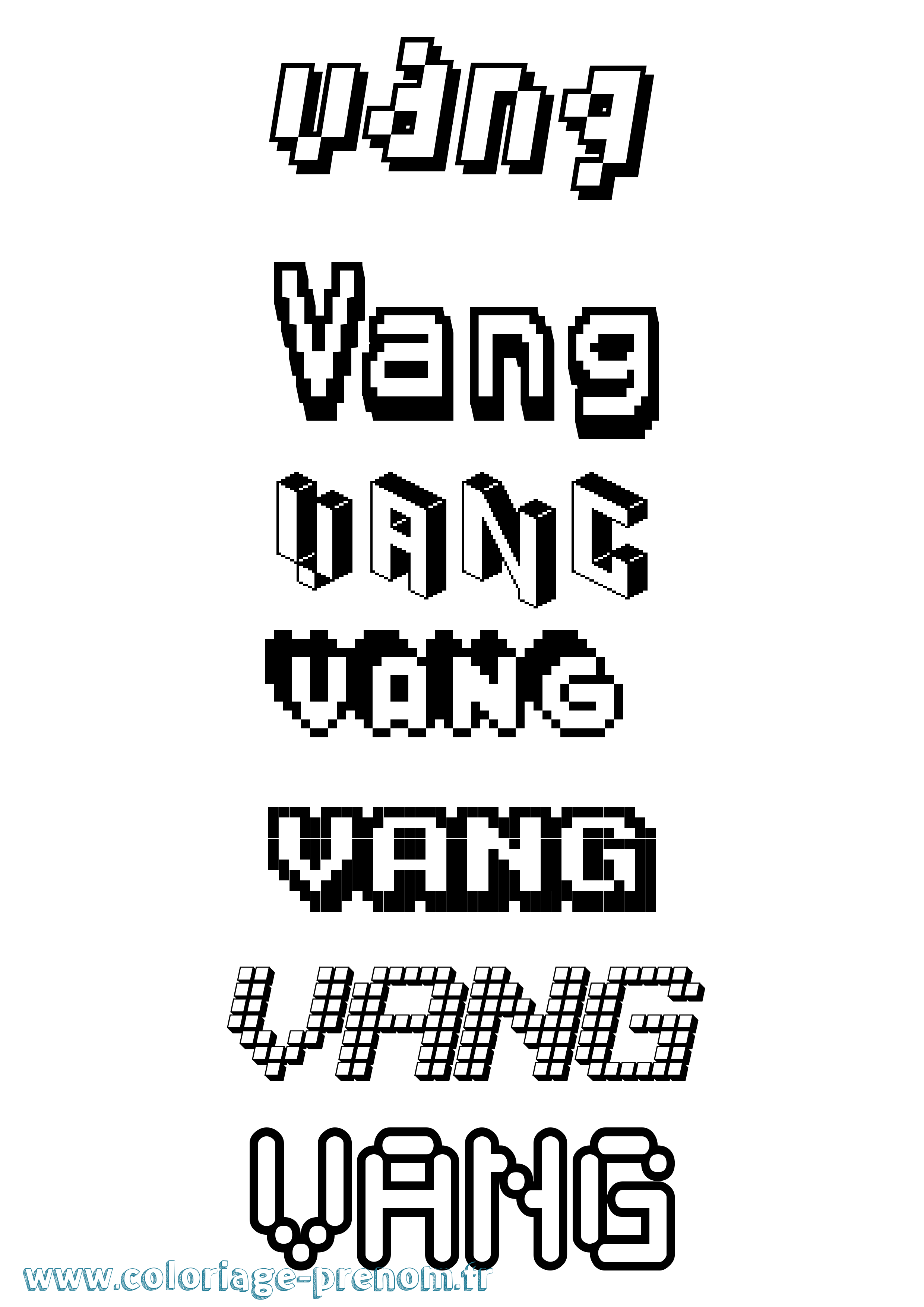 Coloriage Vang Pixel Coloriage prénom Vang Pixel